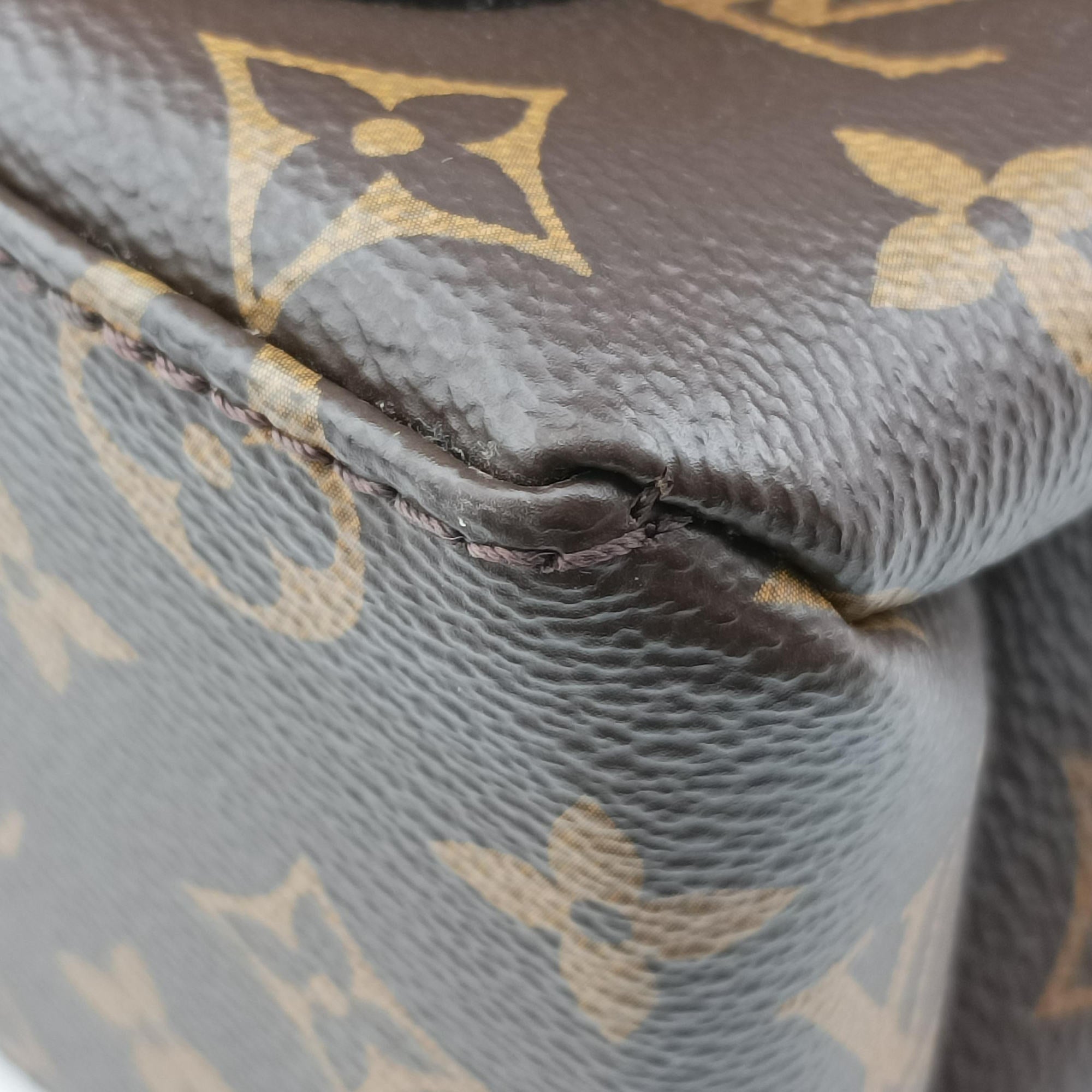 Pre-owned Louis Vuitton MARIGNAN brown×SESAME Monogram Canvas×calf leather M44544 shoulderbag | stylenewstar