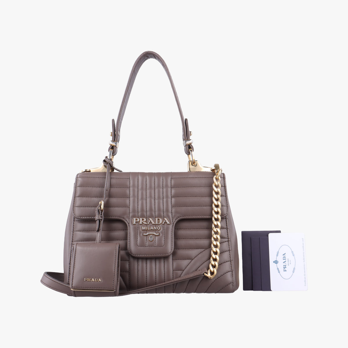 Vintage Prada Diagramme Grayish Brown Leather  shoulderbag | stylenewstar