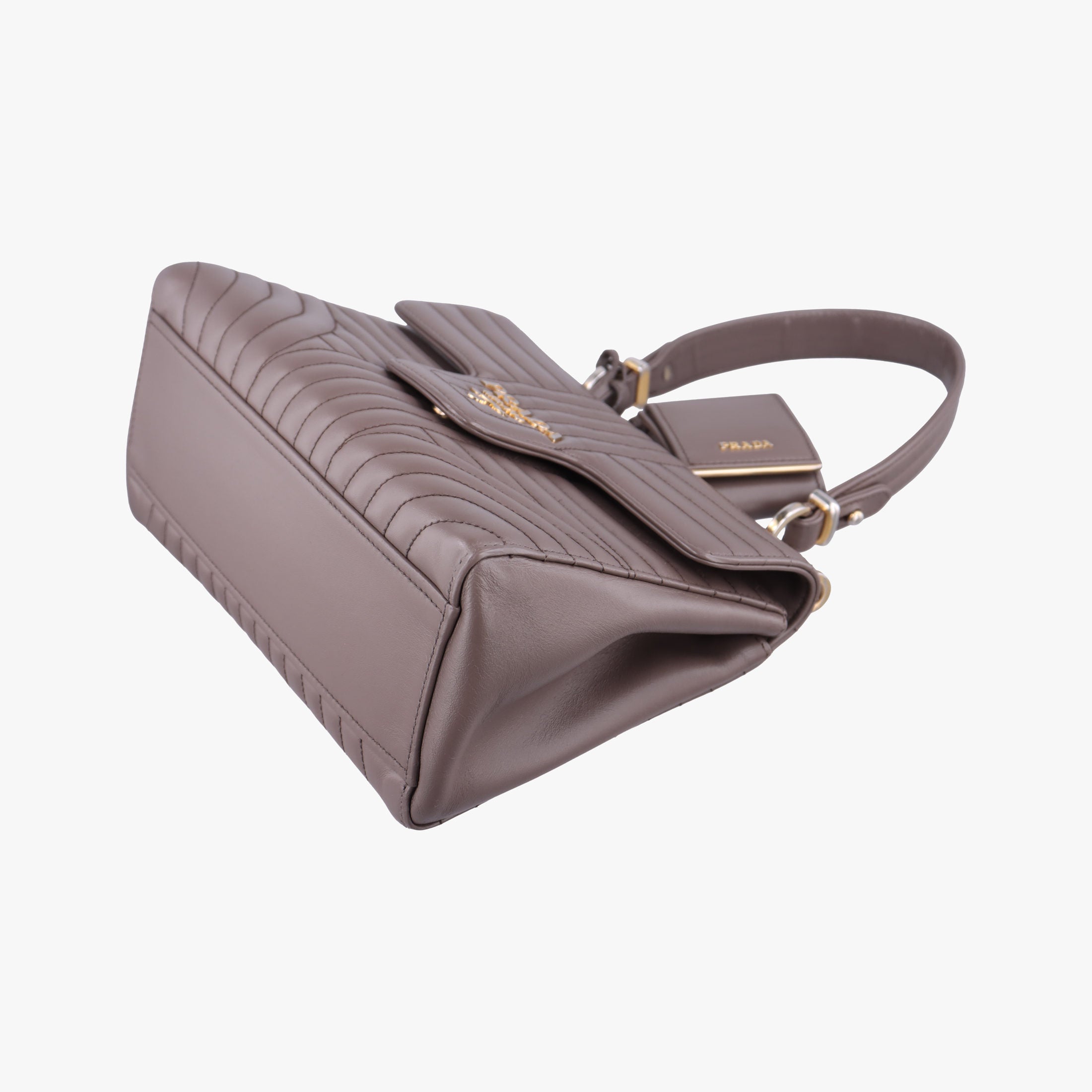 Vintage Prada Diagramme Grayish Brown Leather  shoulderbag | stylenewstar