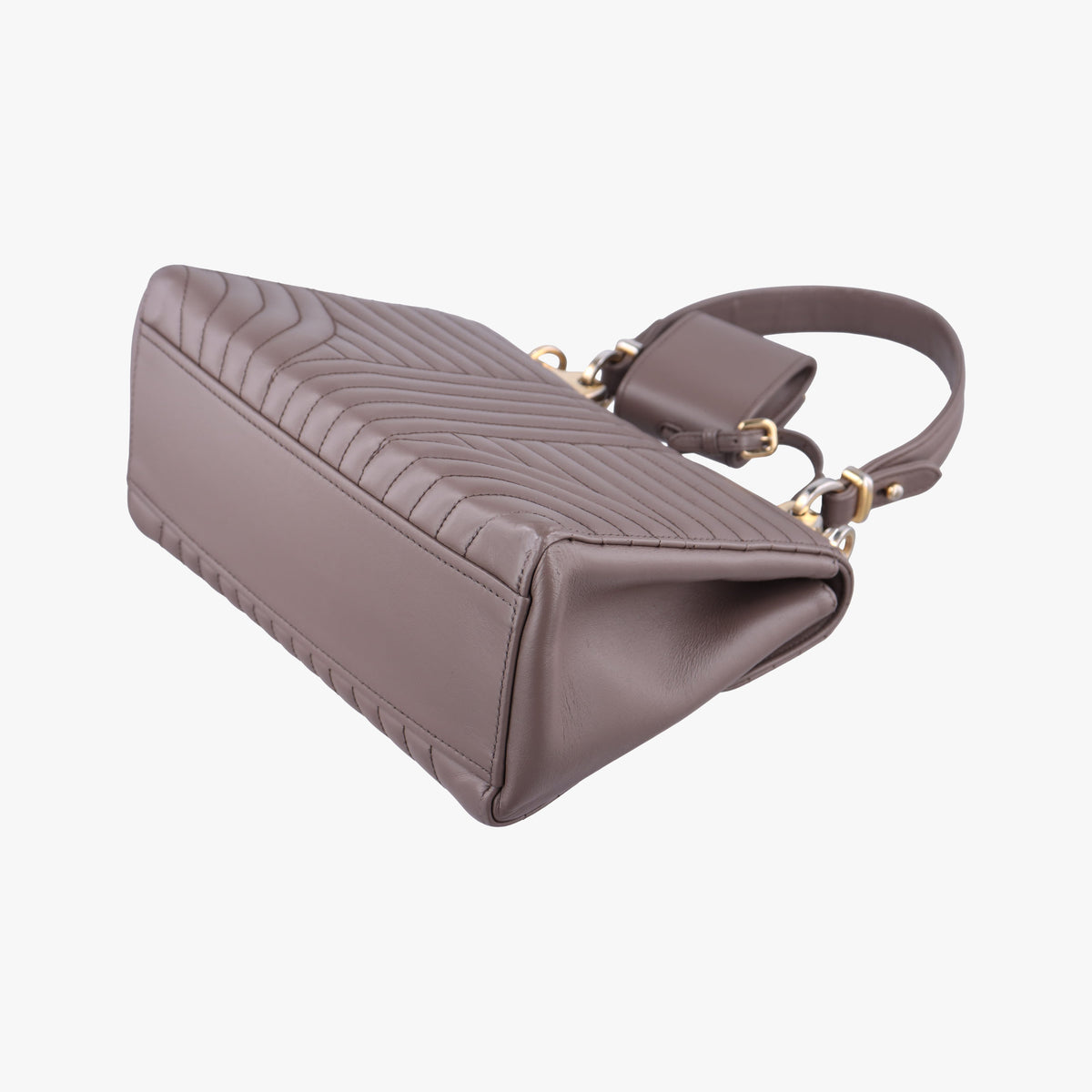 Vintage Prada Diagramme Grayish Brown Leather  shoulderbag | stylenewstar