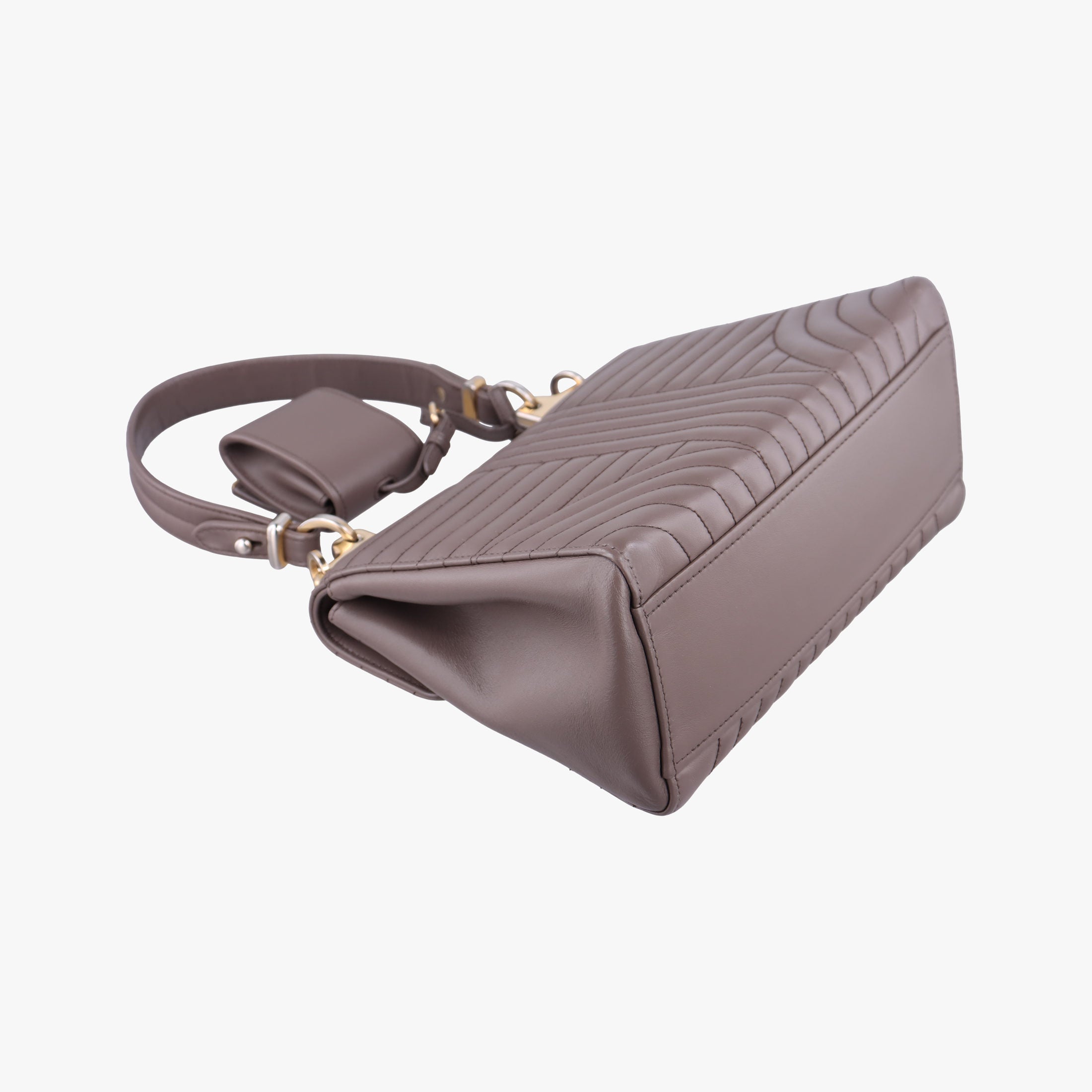 Vintage Prada Diagramme Grayish Brown Leather  shoulderbag | stylenewstar