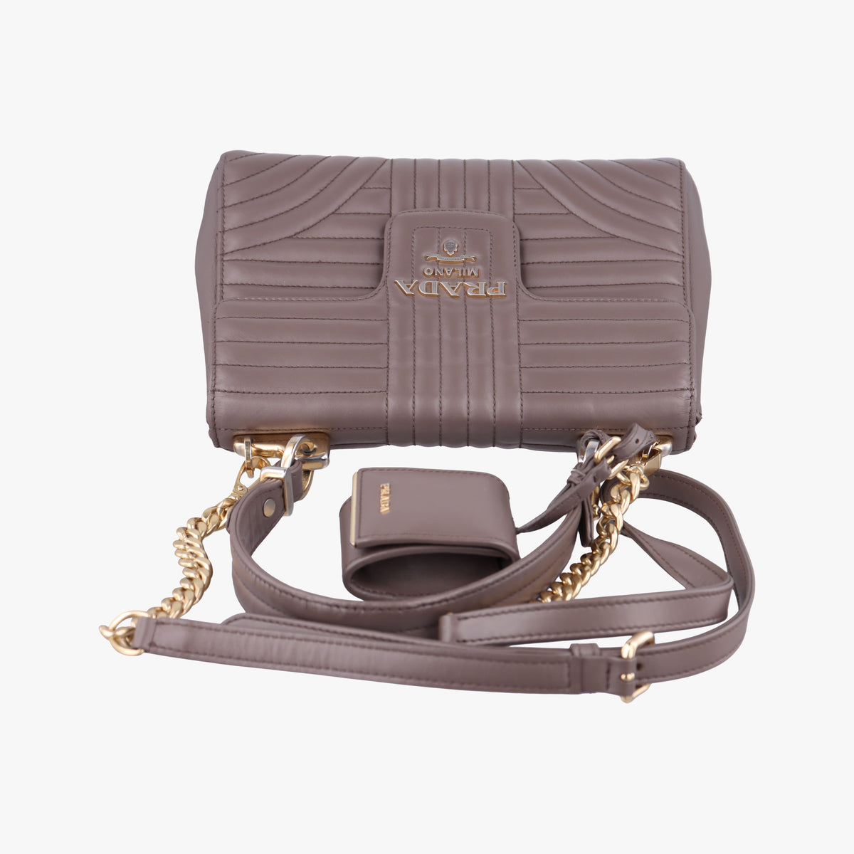 Vintage Prada Diagramme Grayish Brown Leather  shoulderbag | stylenewstar