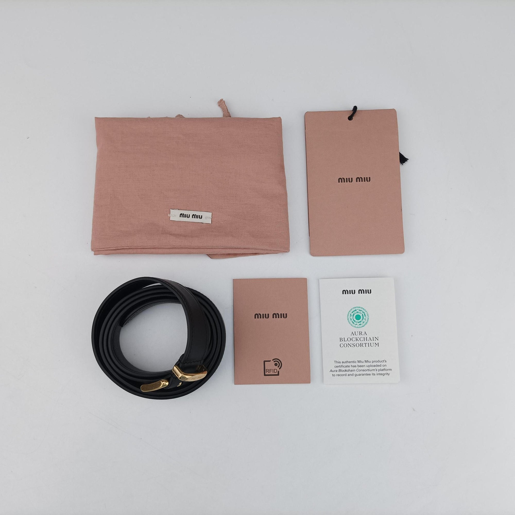 Pre-owned Miu Miu Logo belt Black leather  bum bag/waist bag | stylenewstar