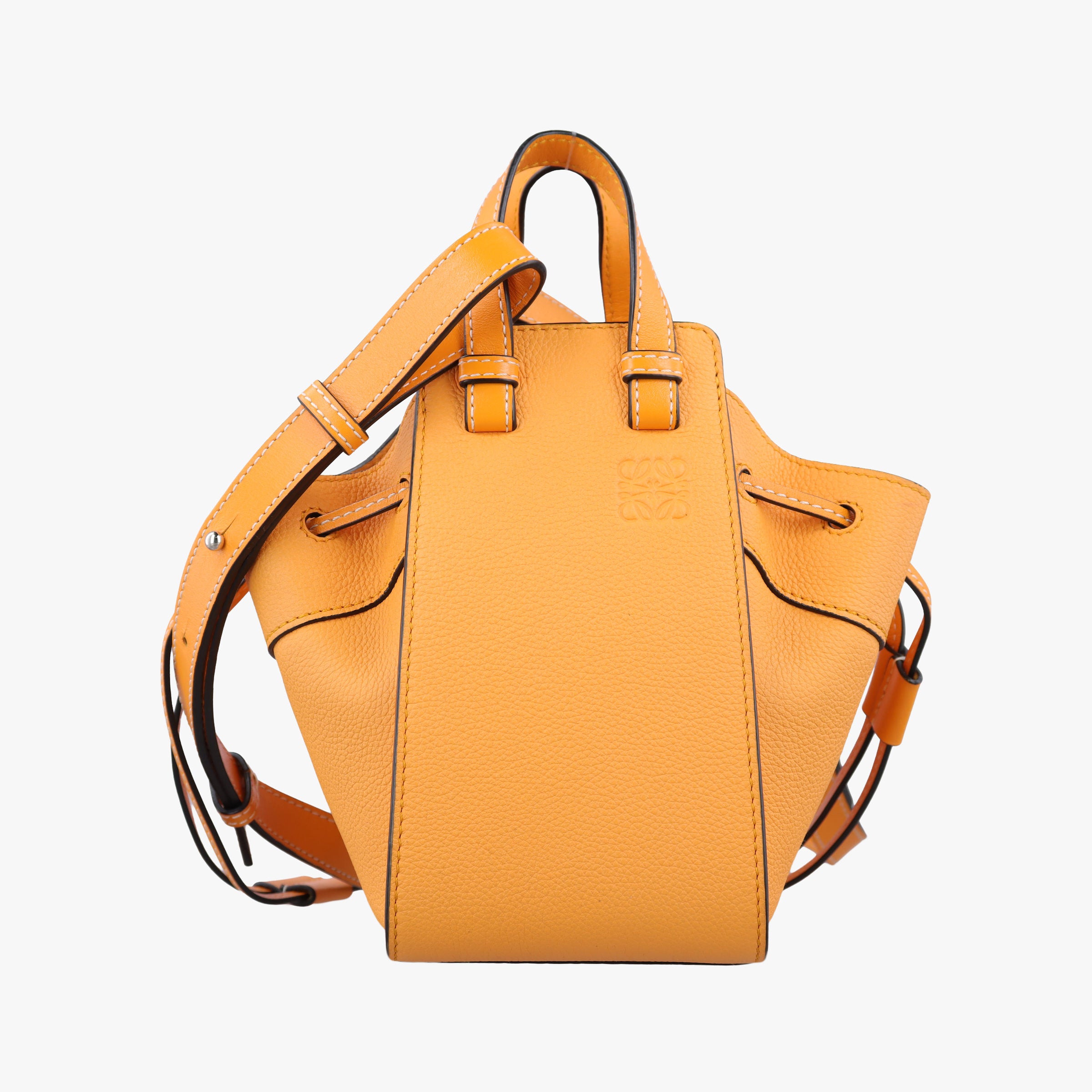 Pre-owned Loewe Hammock Drawstring Mini Orange Leather  shoulderbag | stylenewstar