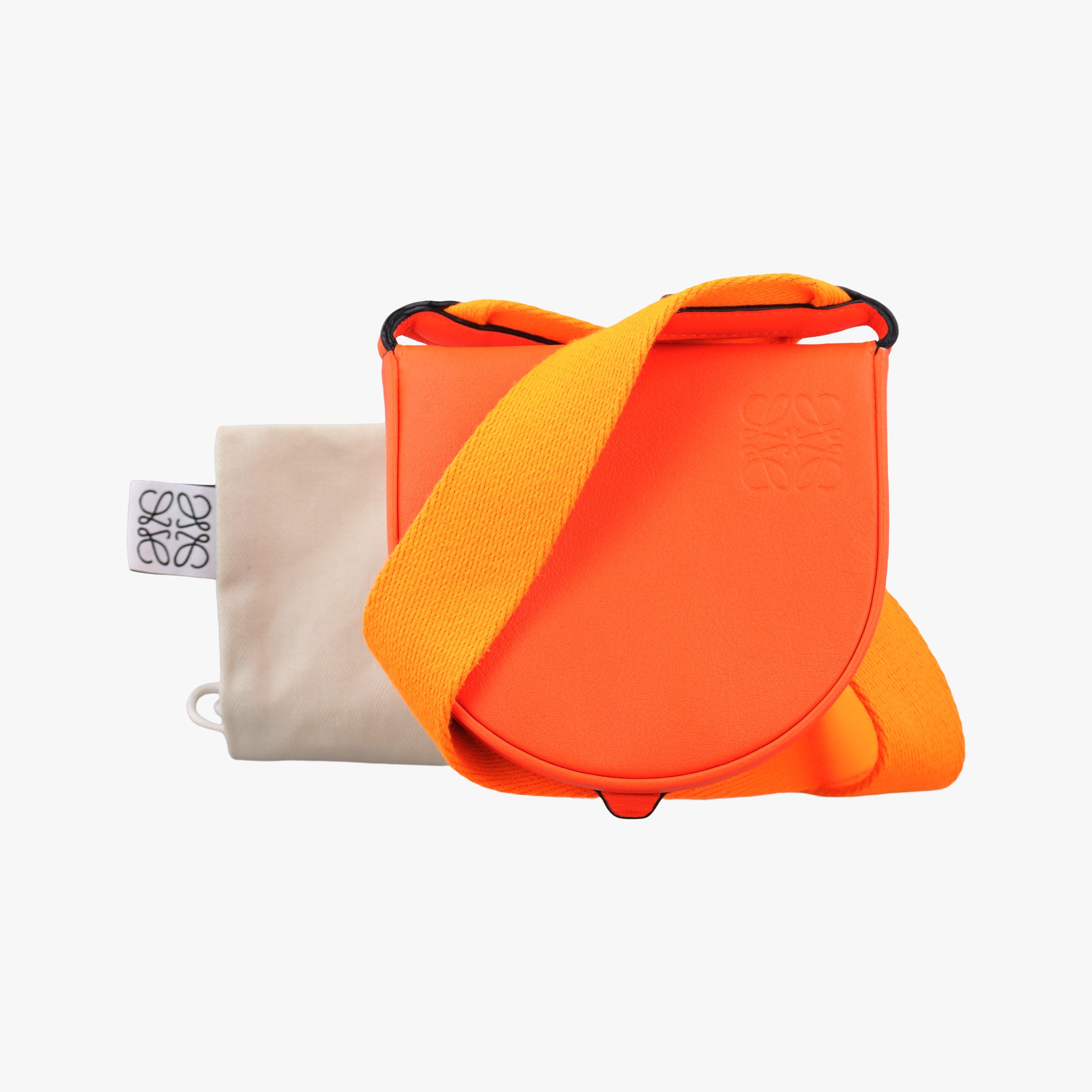 Pre-owned Loewe Heel Pouch mini Orange Leather  shoulderbag | stylenewstar