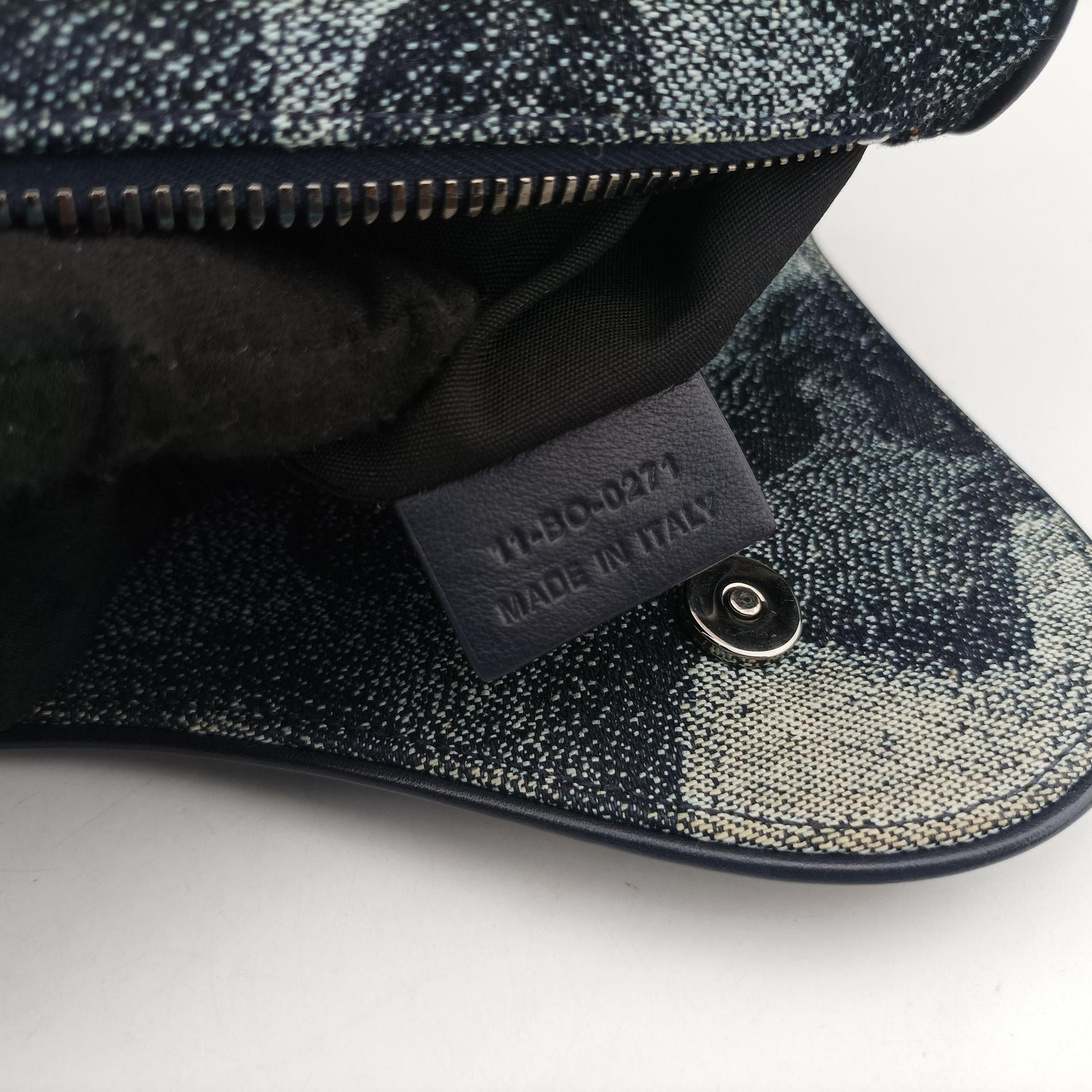 Pre-owned Christian Dior Saddle Navy×white Canvas×Leather  bum bag/waist bag | stylenewstar