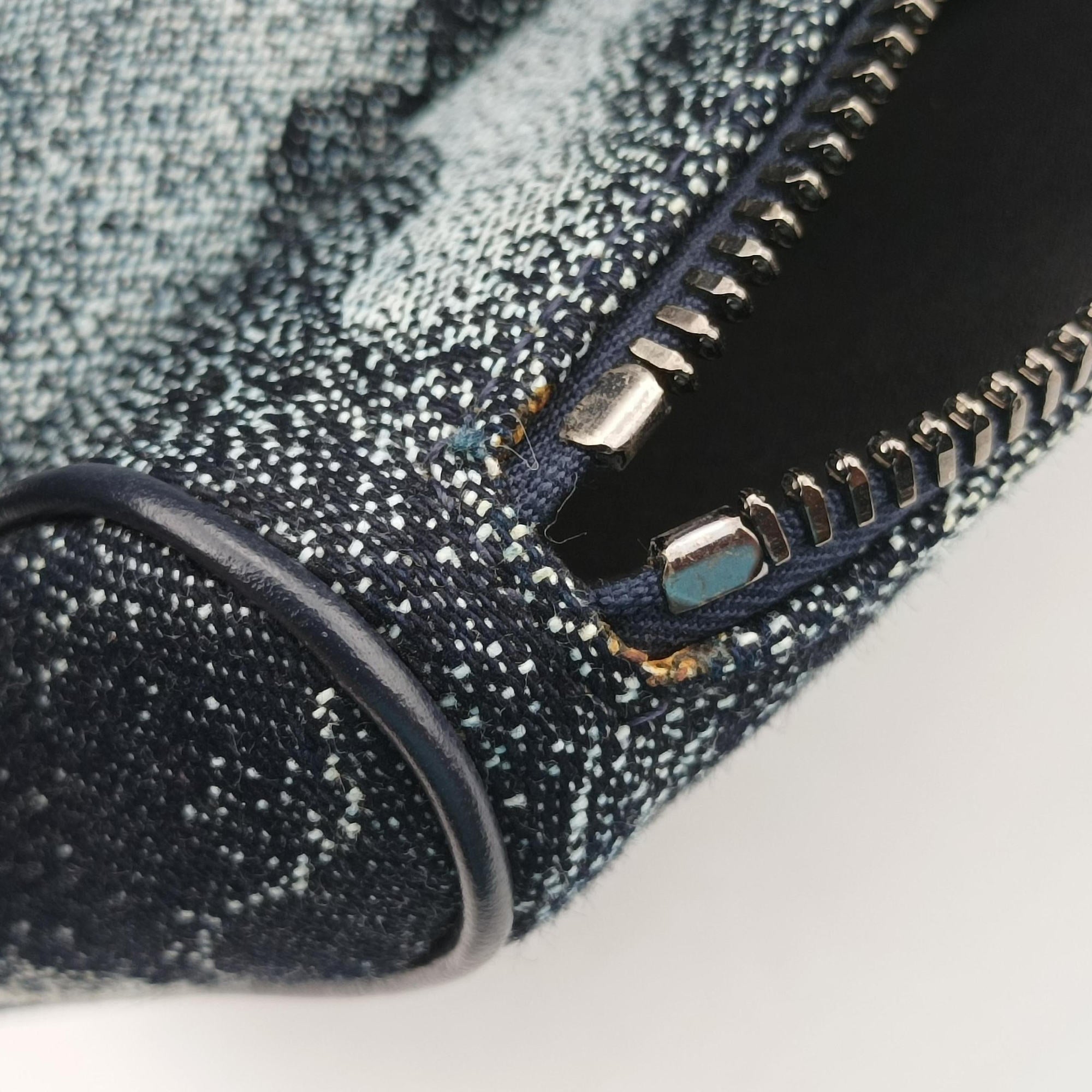 Pre-owned Christian Dior Saddle Navy×white Canvas×Leather  bum bag/waist bag | stylenewstar
