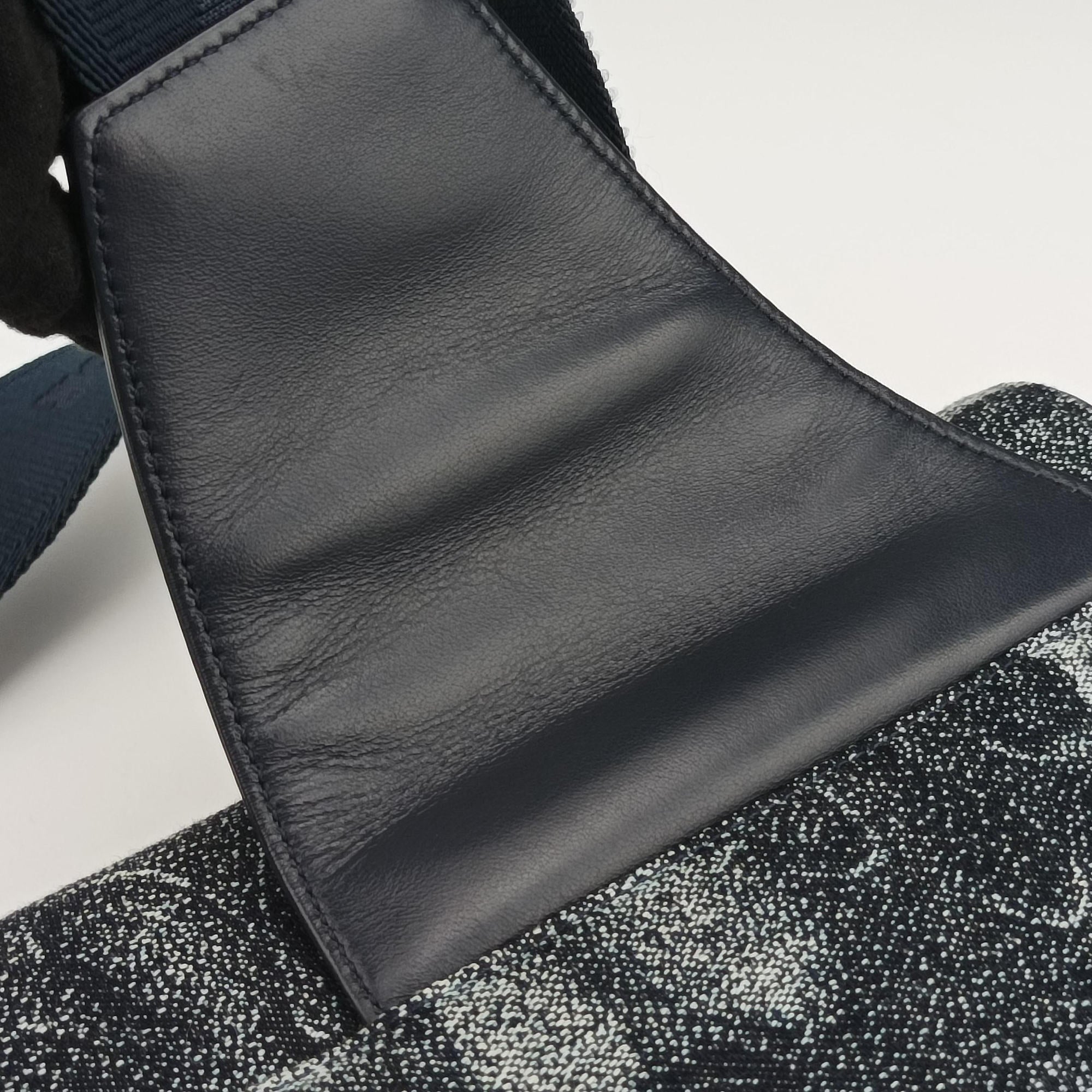 Pre-owned Christian Dior Saddle Navy×white Canvas×Leather  bum bag/waist bag | stylenewstar