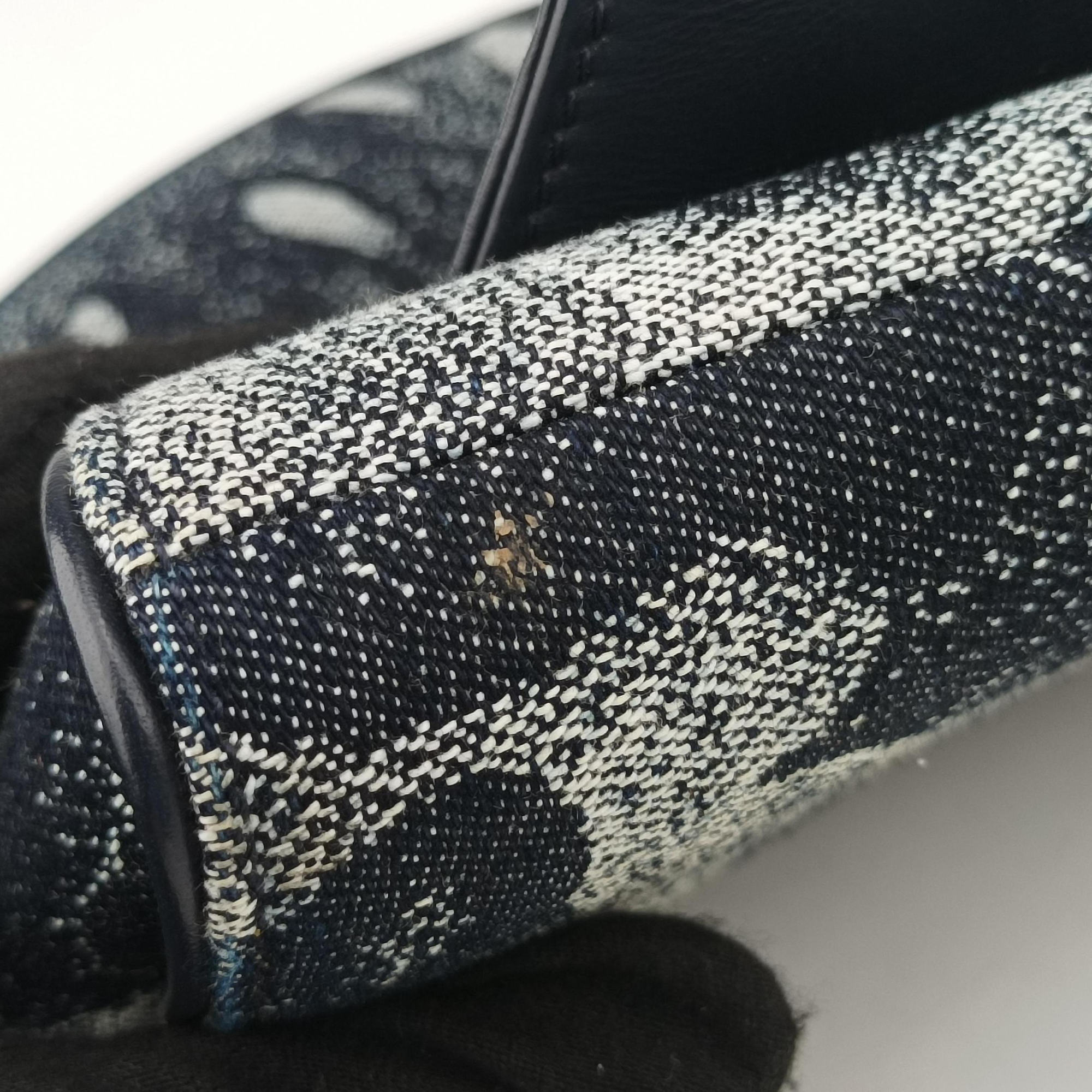 Pre-owned Christian Dior Saddle Navy×white Canvas×Leather  bum bag/waist bag | stylenewstar