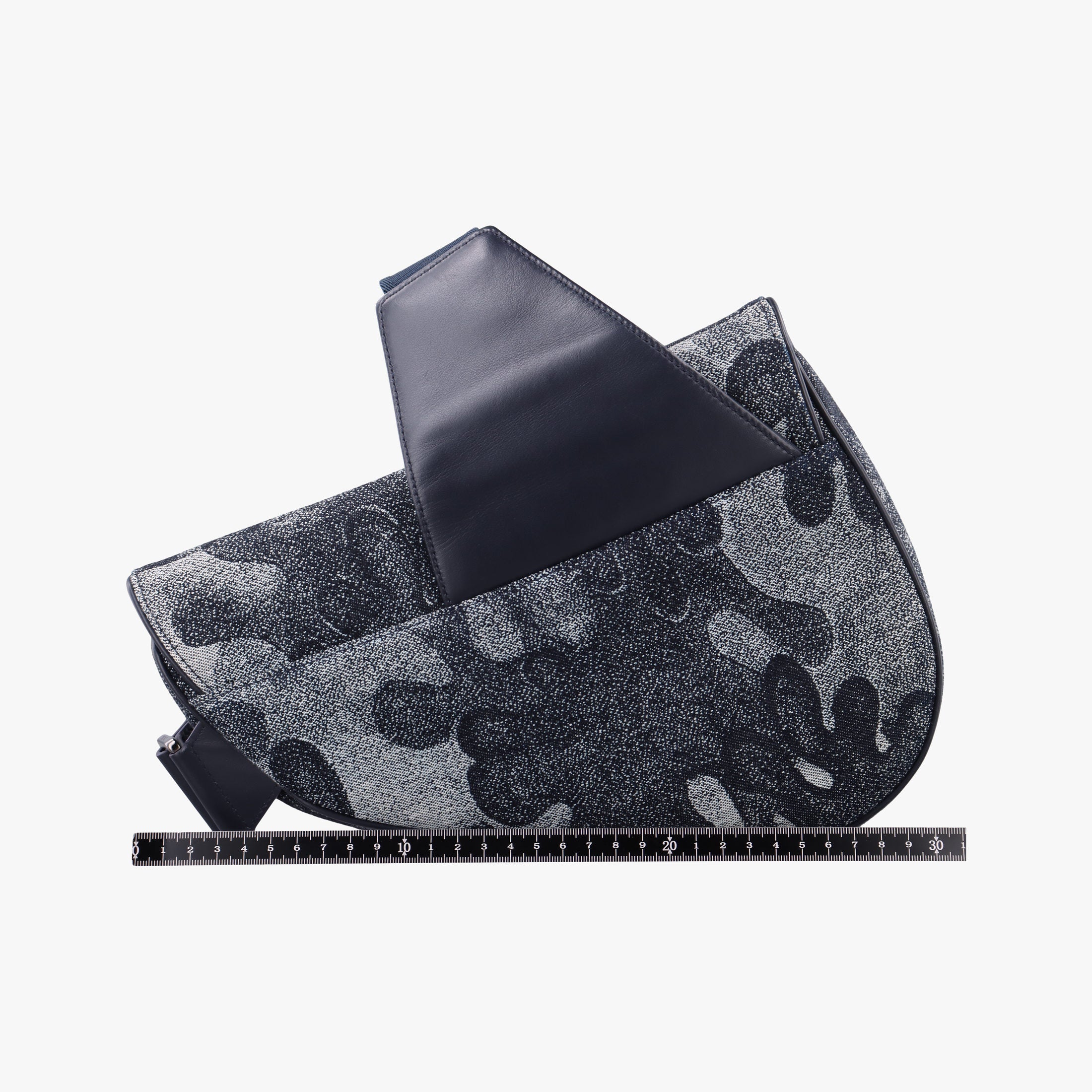Pre-owned Christian Dior Saddle Navy×white Canvas×Leather  bum bag/waist bag | stylenewstar