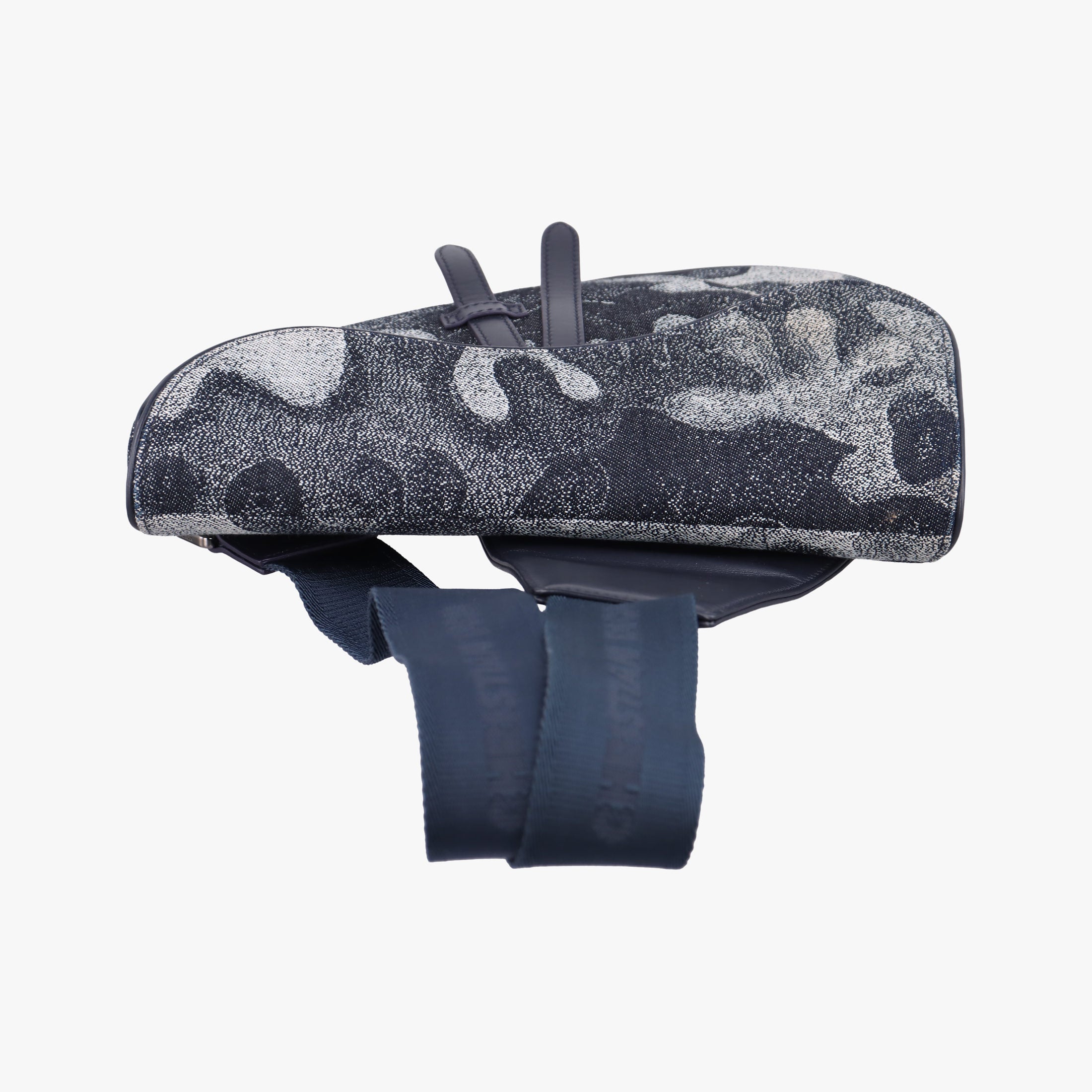 Pre-owned Christian Dior Saddle Navy×white Canvas×Leather  bum bag/waist bag | stylenewstar