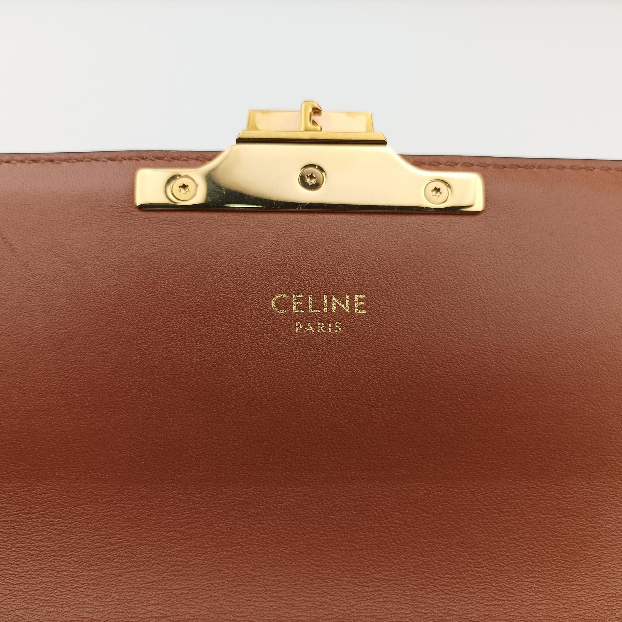 Pre-owned Celine Claude Triomphe Brown PVC coated canvas  shoulderbag | stylenewstar