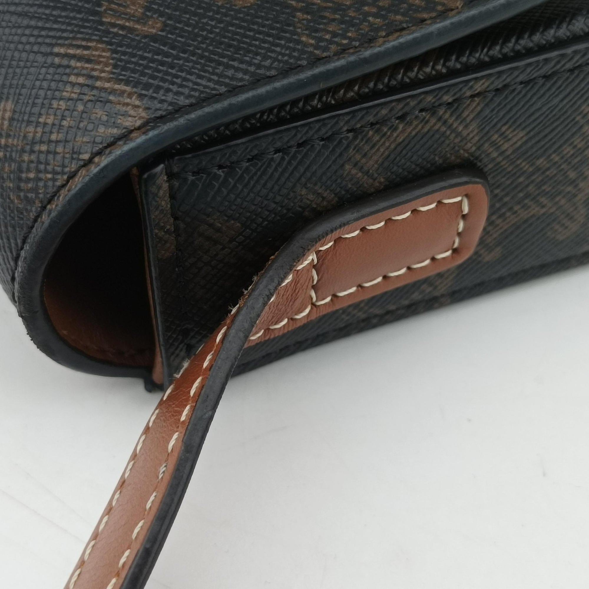 Pre-owned Celine Claude Triomphe Brown PVC coated canvas  shoulderbag | stylenewstar