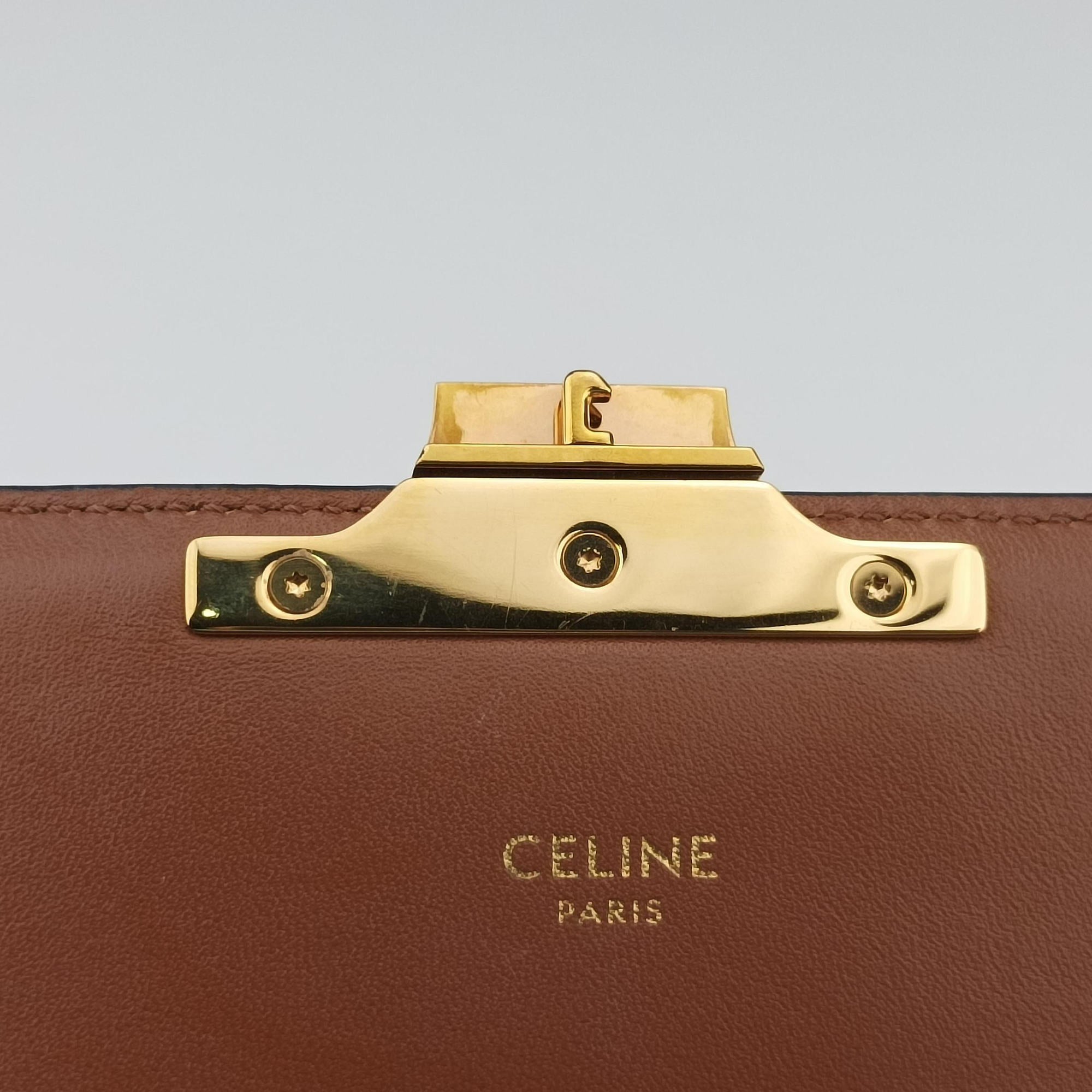 Pre-owned Celine Claude Triomphe Brown PVC coated canvas  shoulderbag | stylenewstar