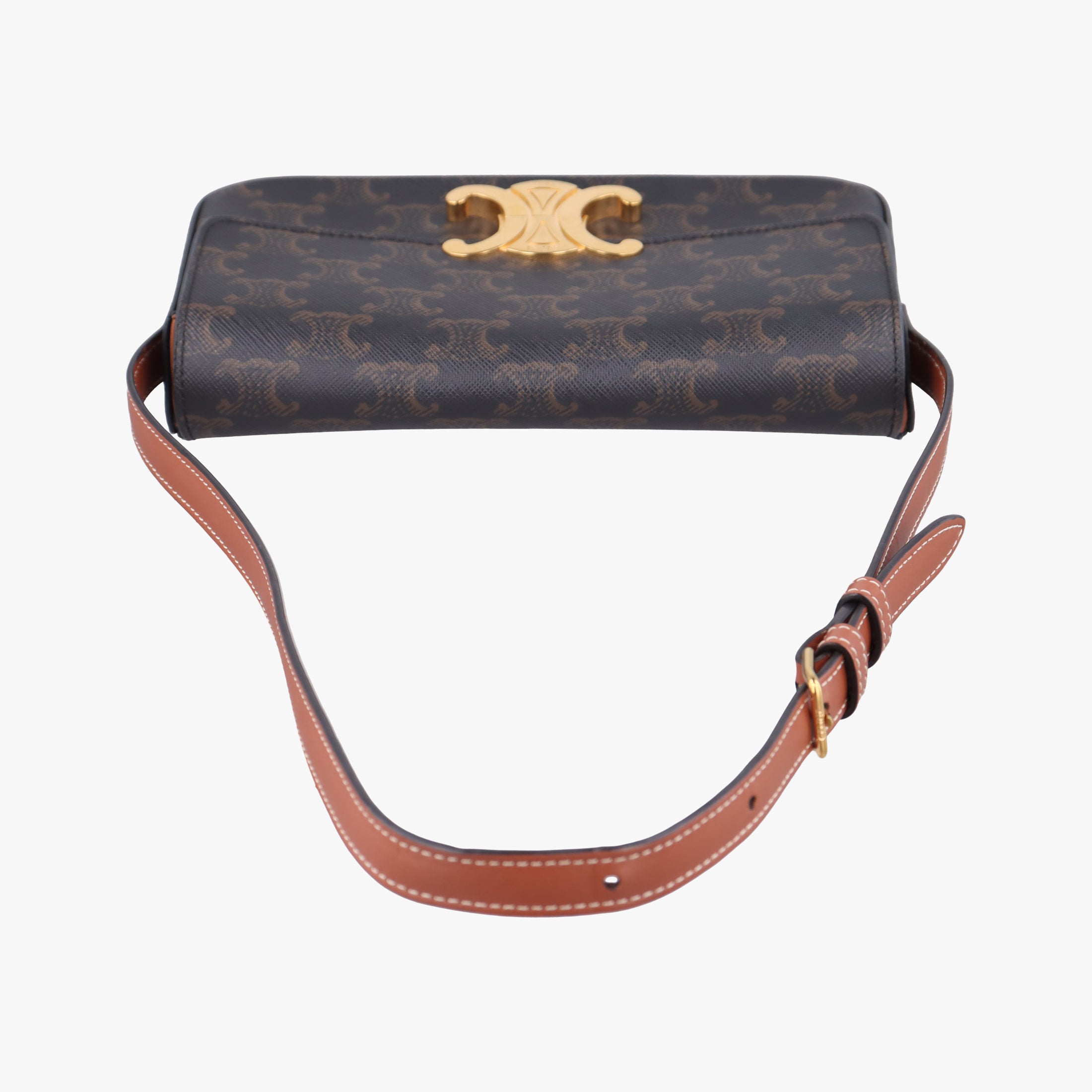 Pre-owned Celine Claude Triomphe Brown PVC coated canvas  shoulderbag | stylenewstar