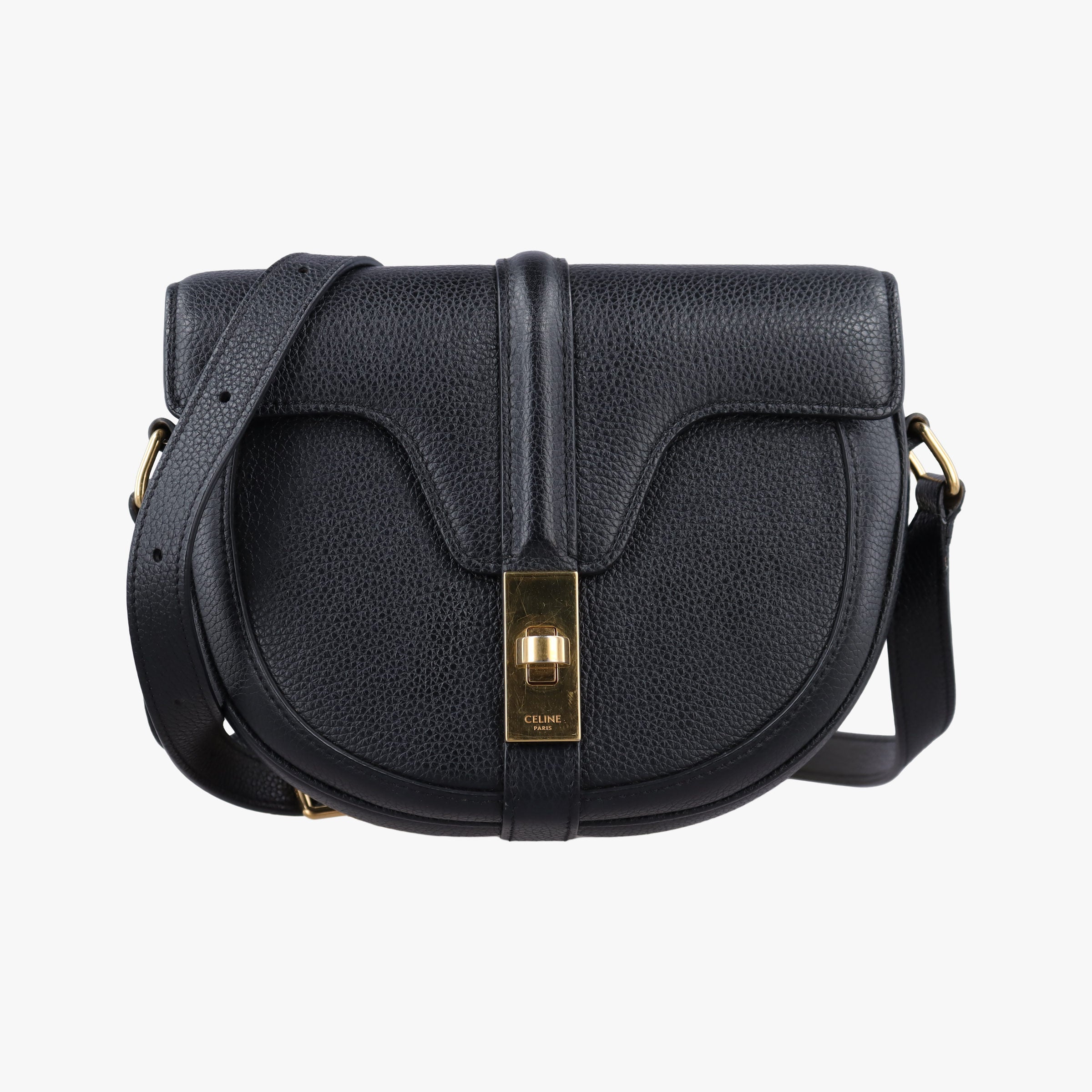 Pre-owned Celine Small Besace 16 Black Leather  shoulderbag | stylenewstar