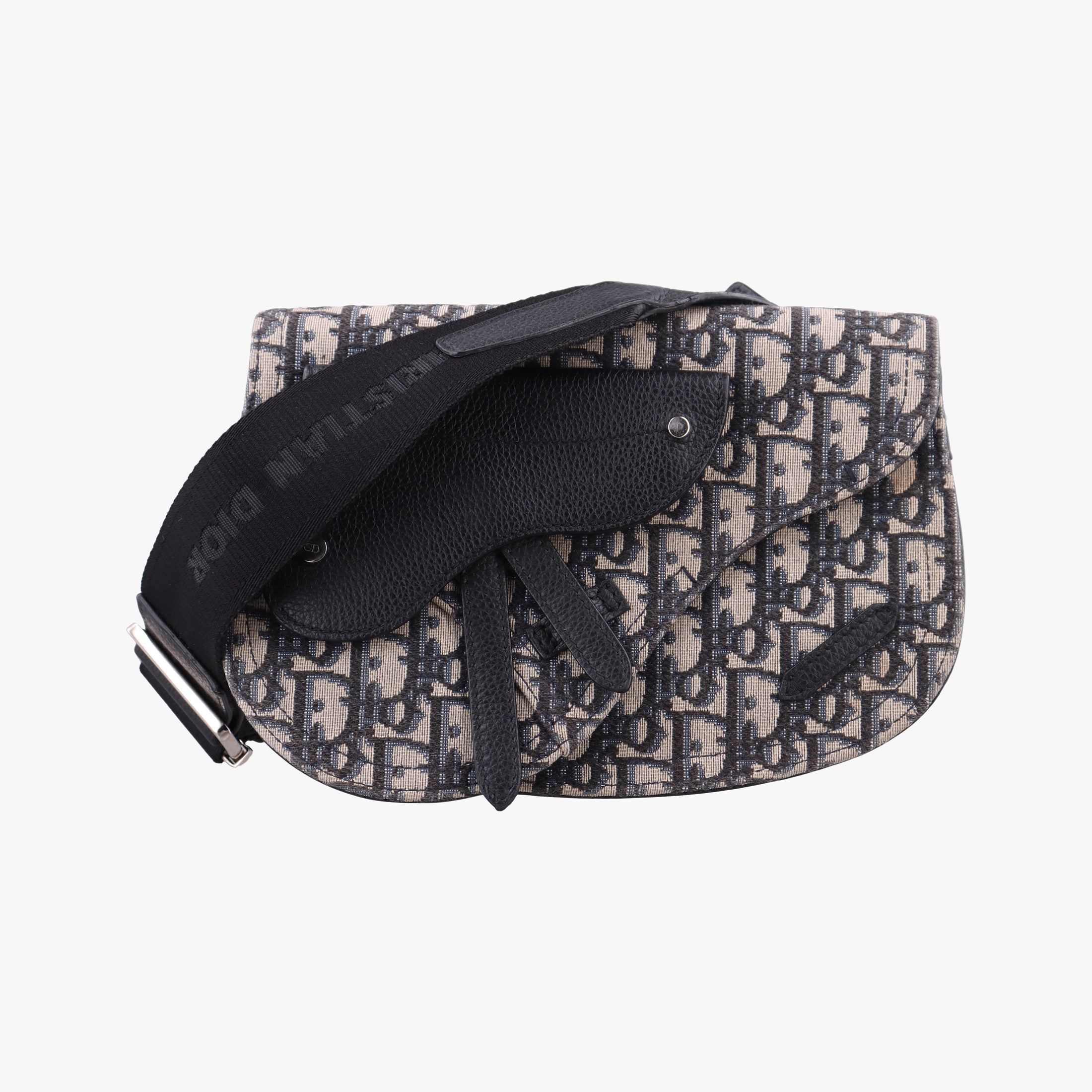 Pre-owned Christian Dior Saddle Pouch Navy×Black Jacquard×Leather  bum bag/waist bag | stylenewstar