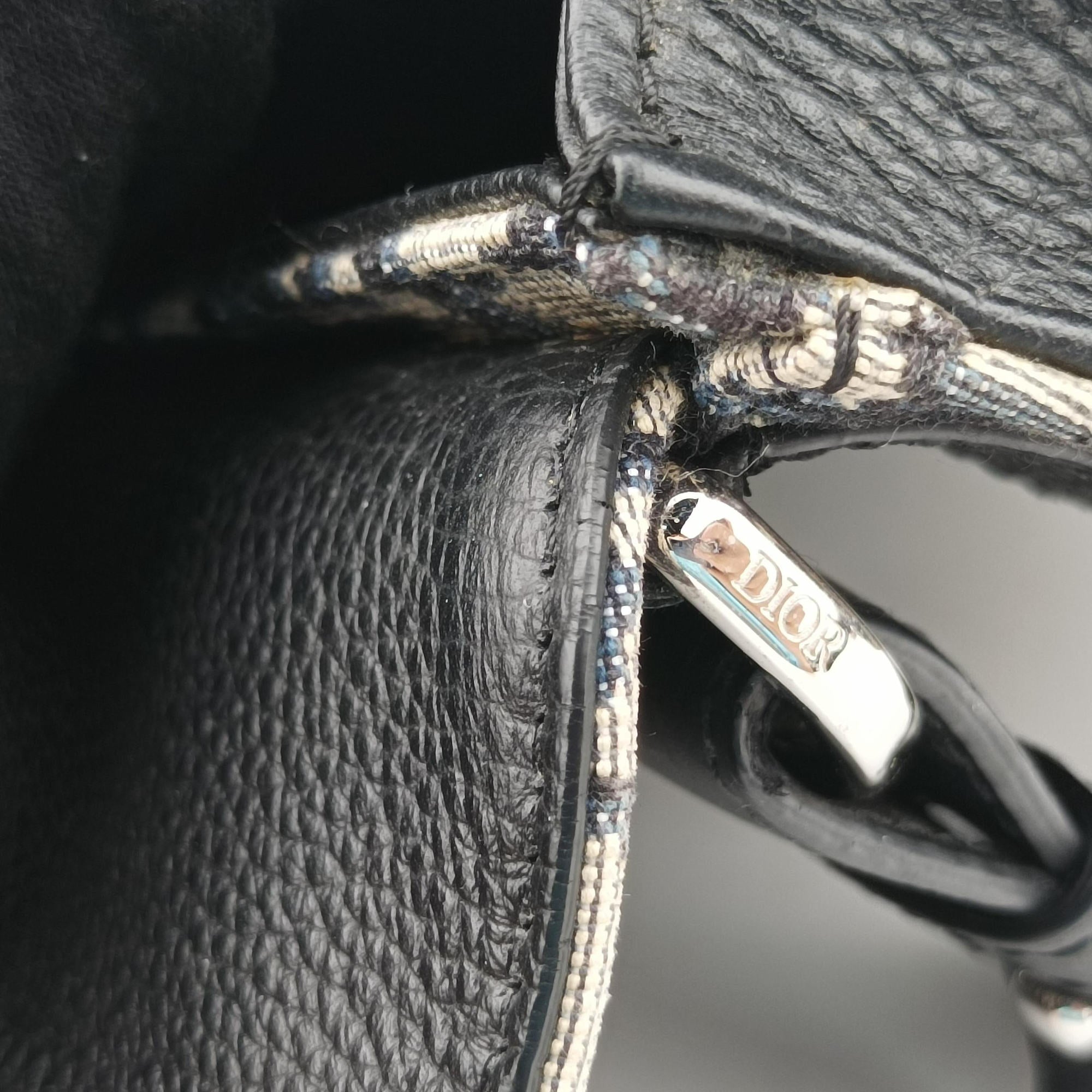 Pre-owned Christian Dior Saddle Pouch Navy×Black Jacquard×Leather  bum bag/waist bag | stylenewstar