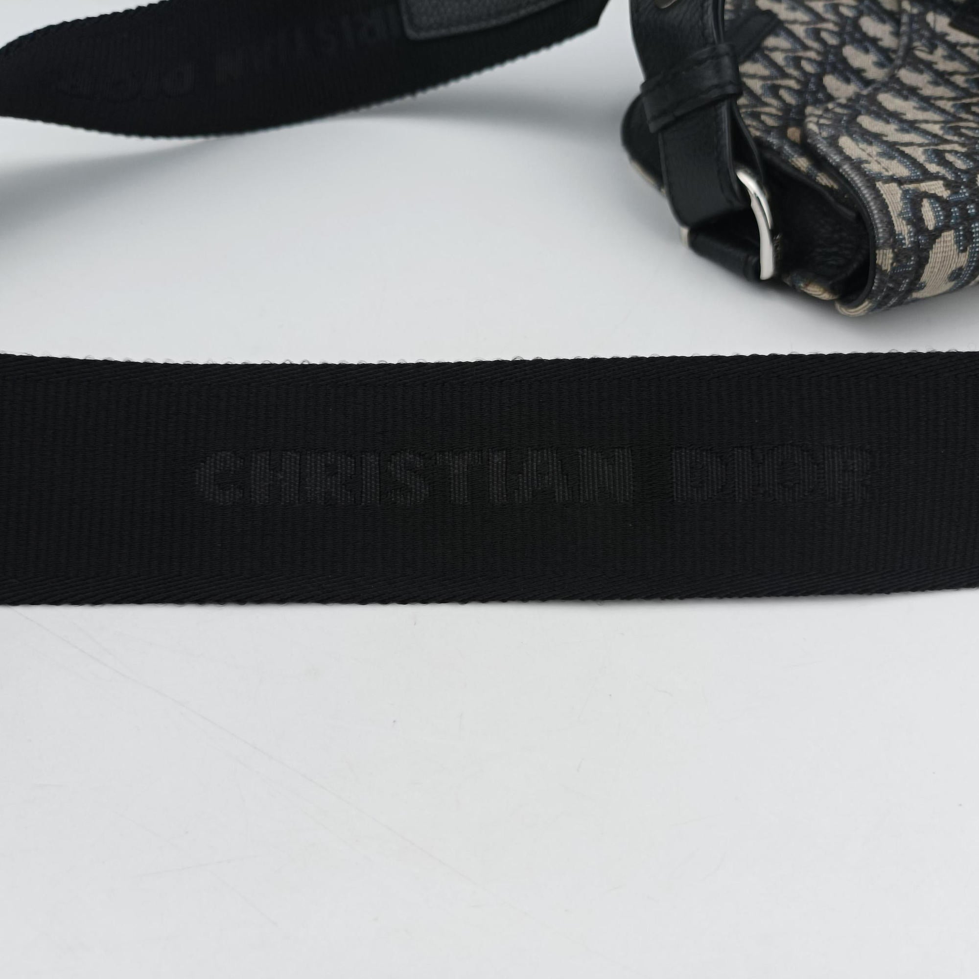 Pre-owned Christian Dior Saddle Pouch Navy×Black Jacquard×Leather  bum bag/waist bag | stylenewstar