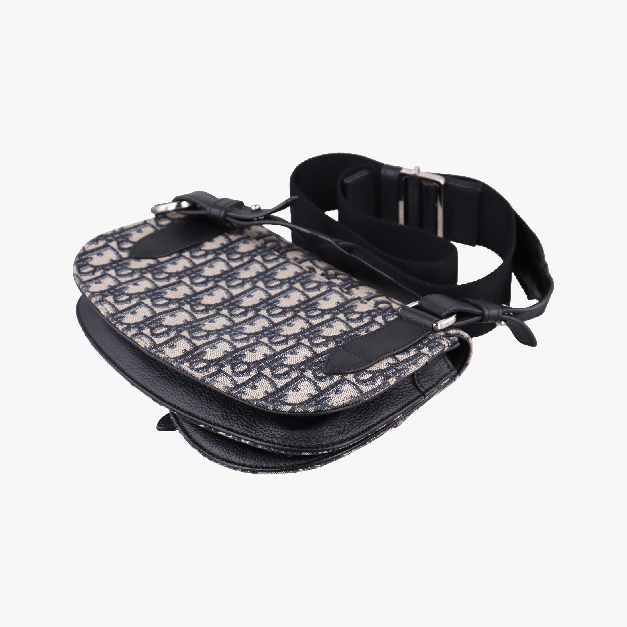 Pre-owned Christian Dior Saddle Pouch Navy×Black Jacquard×Leather  bum bag/waist bag | stylenewstar