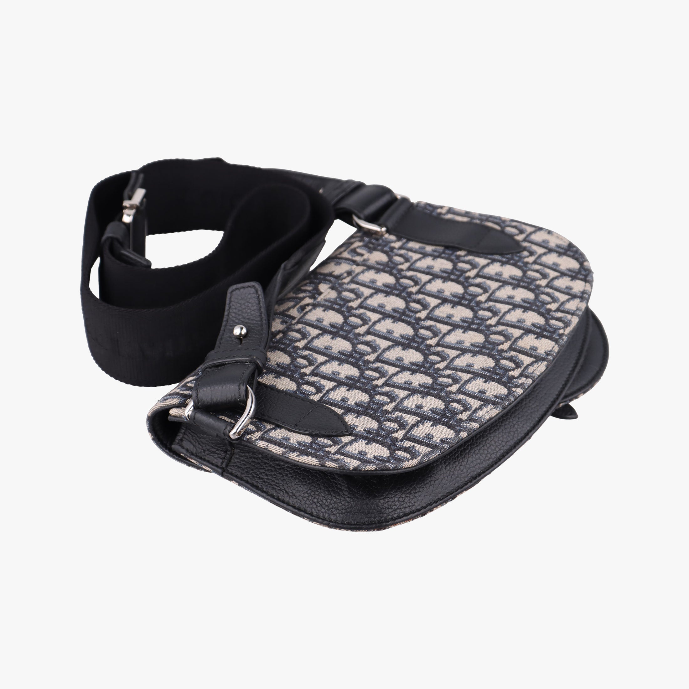 Pre-owned Christian Dior Saddle Pouch Navy×Black Jacquard×Leather  bum bag/waist bag | stylenewstar