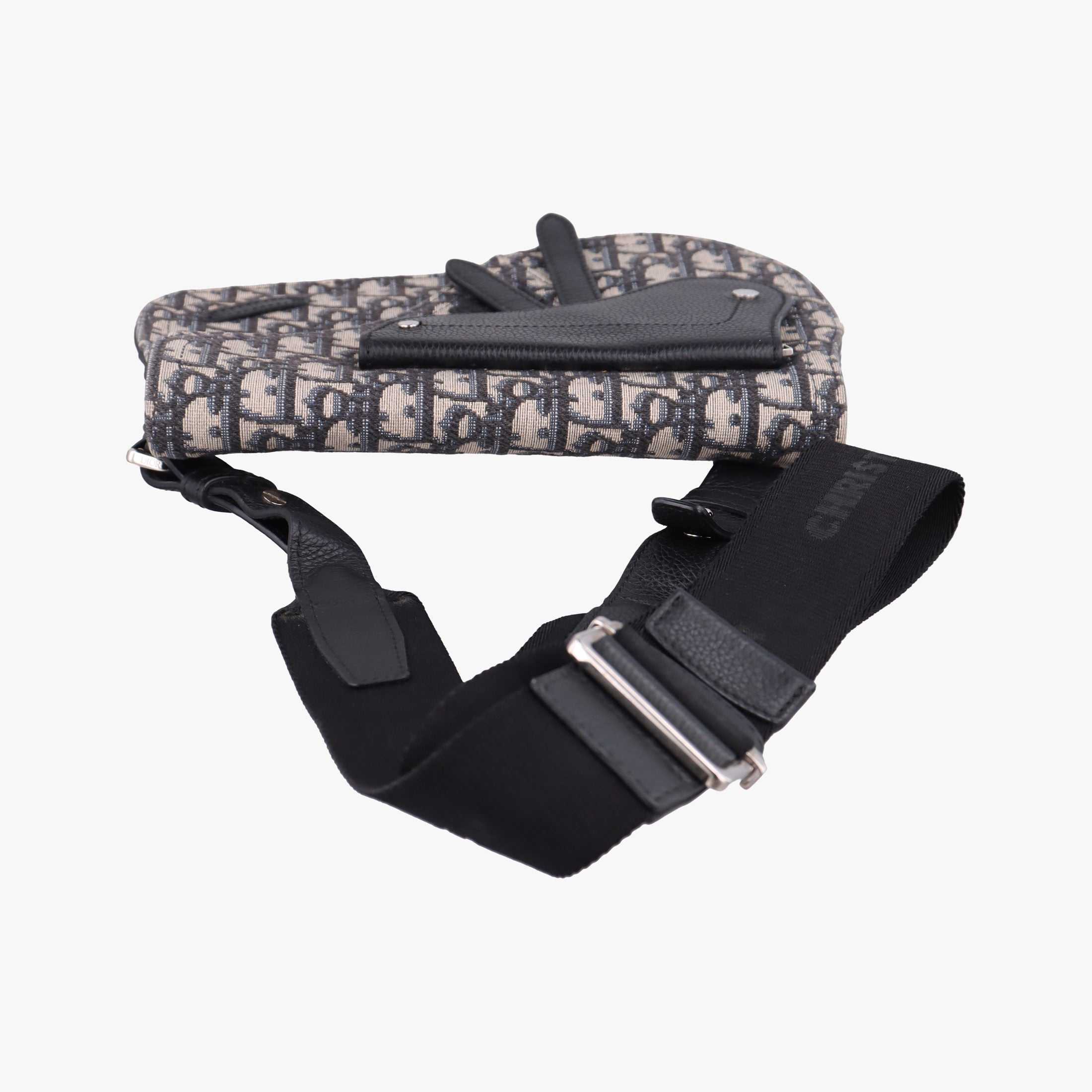 Pre-owned Christian Dior Saddle Pouch Navy×Black Jacquard×Leather  bum bag/waist bag | stylenewstar