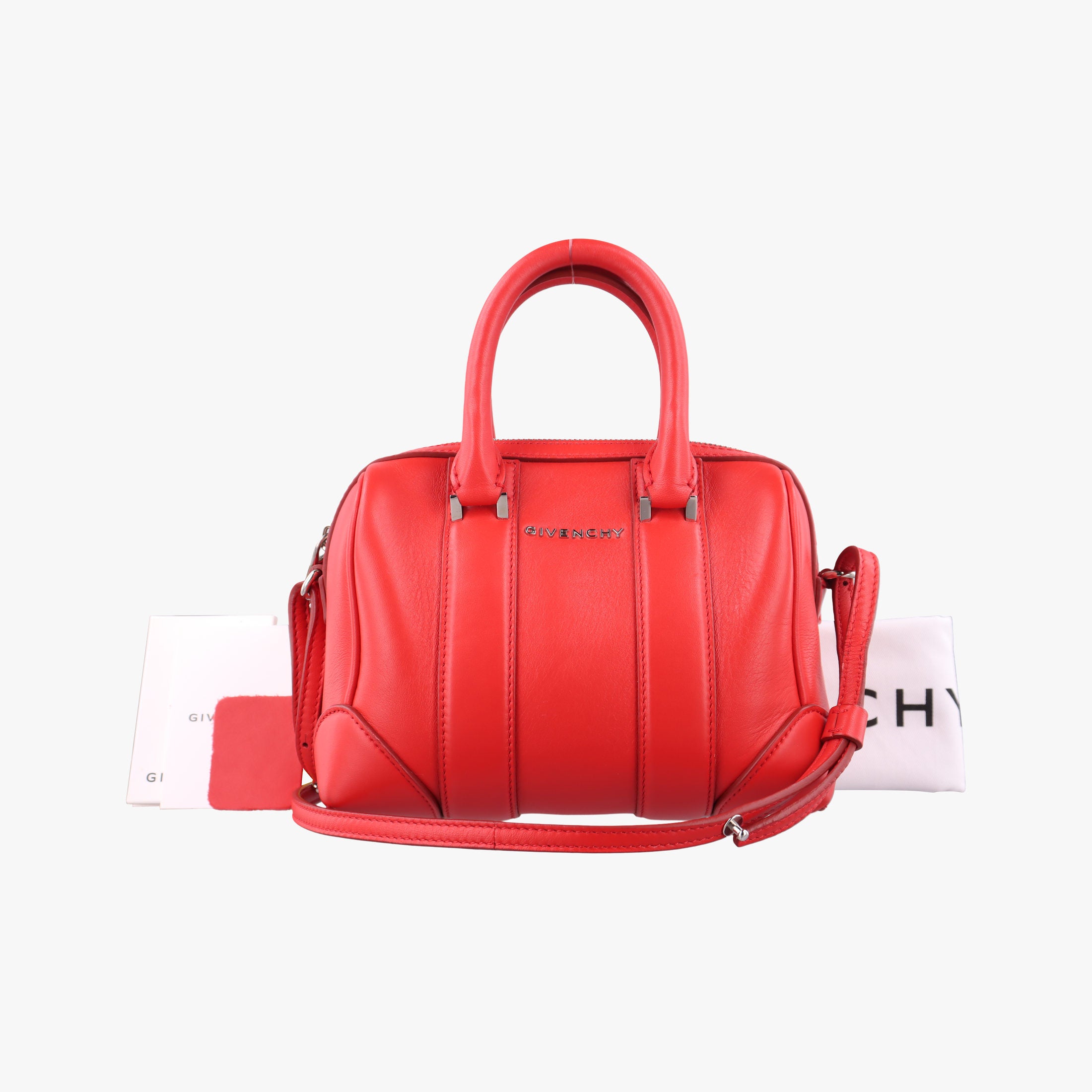 Pre-owned Givenchy Lucrezia MINI Red Leather  shoulderbag | stylenewstar
