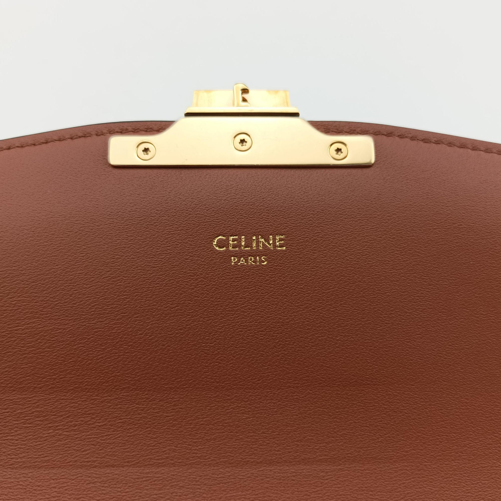 Pre-owned Celine Teen Triomphe White×brown PVC coated canvas  shoulderbag | stylenewstar