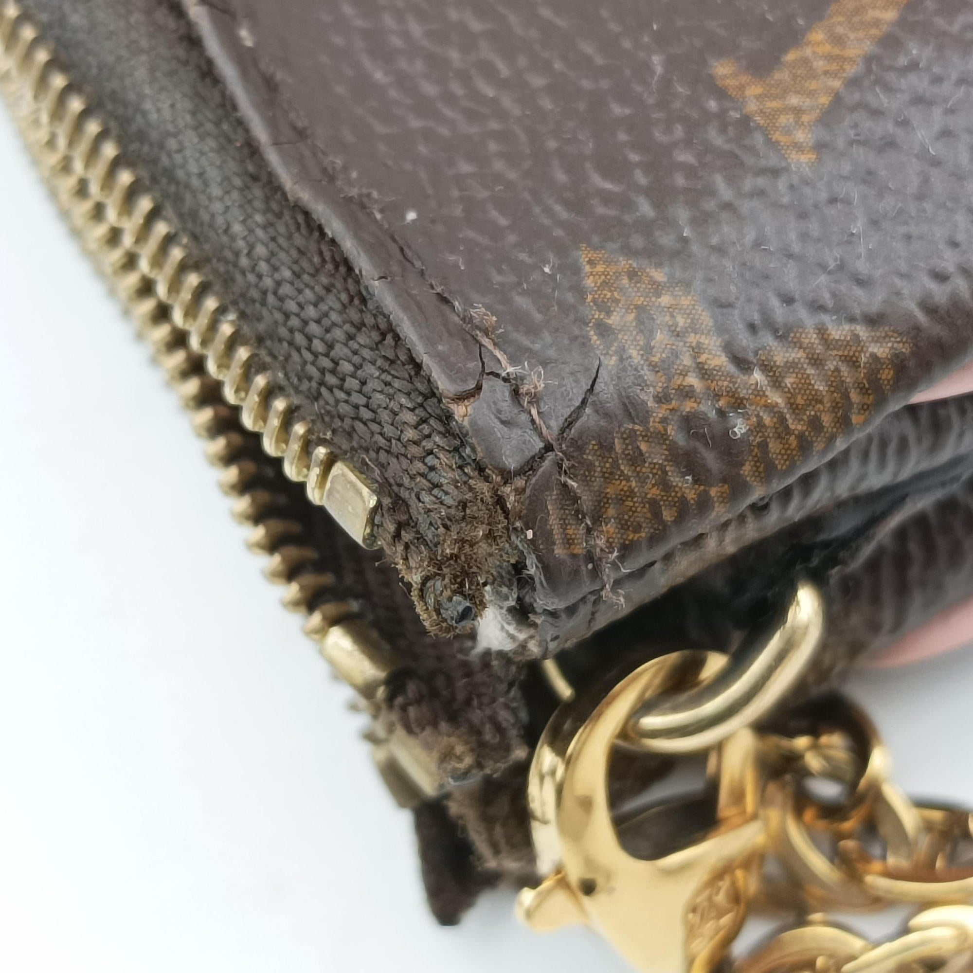 Pre-owned Louis Vuitton Pochette Double Zip Blooming Flowers brown×multicolor Monogram Canvas×calf leather M63905 shoulderbag | stylenewstar