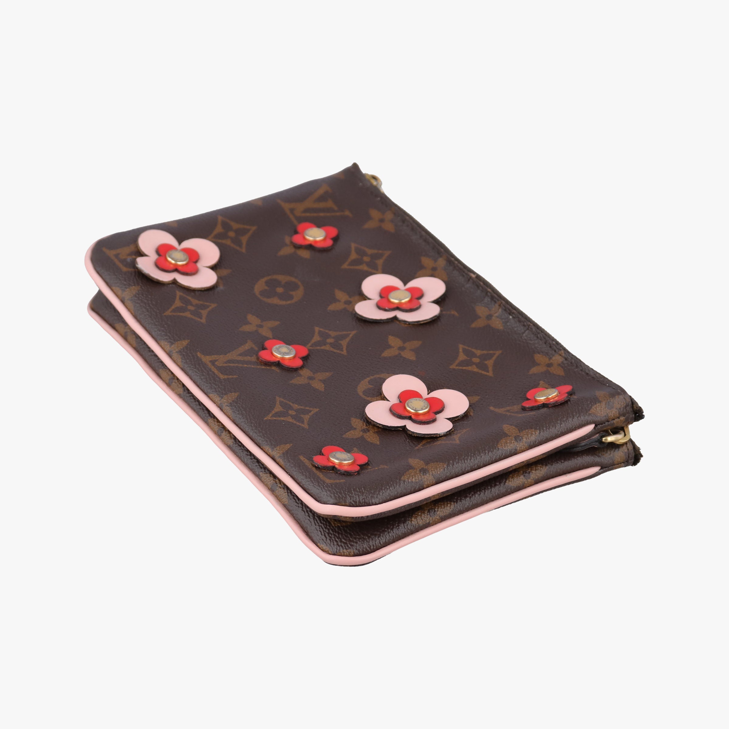 Pre-owned Louis Vuitton Pochette Double Zip Blooming Flowers brown×multicolor Monogram Canvas×calf leather M63905 shoulderbag | stylenewstar
