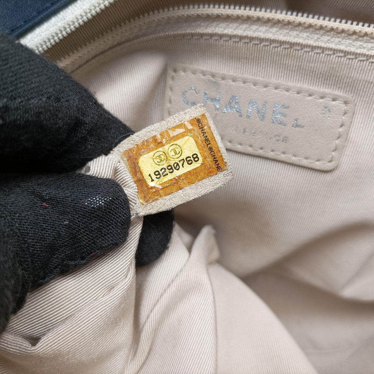 Vintage Chanel Boy Chanel Matelasse Coco Mark Navy lambskin A90164 shoulderbag | stylenewstar
