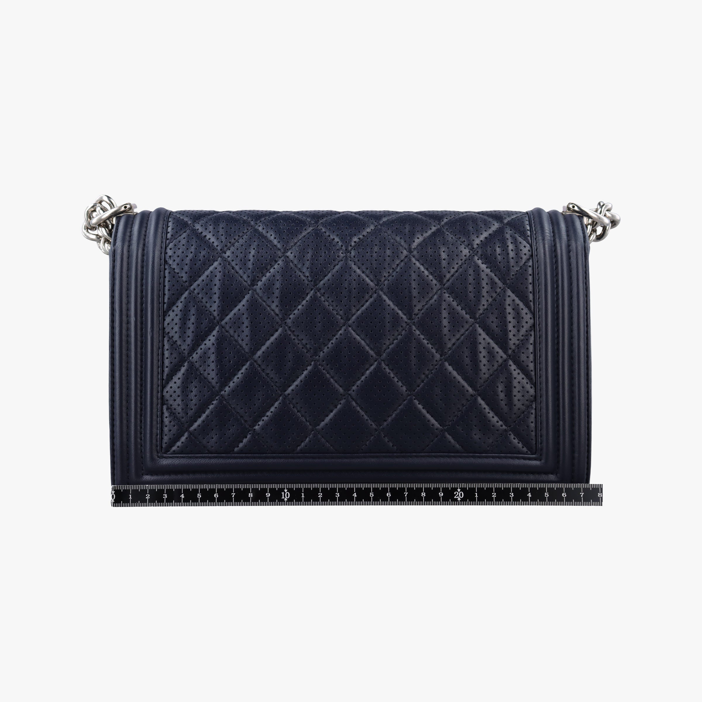 Vintage Chanel Boy Chanel Matelasse Coco Mark Navy lambskin A90164 shoulderbag | stylenewstar