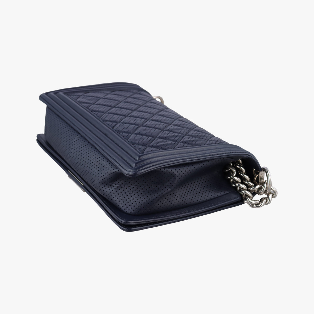 Vintage Chanel Boy Chanel Matelasse Coco Mark Navy lambskin A90164 shoulderbag | stylenewstar