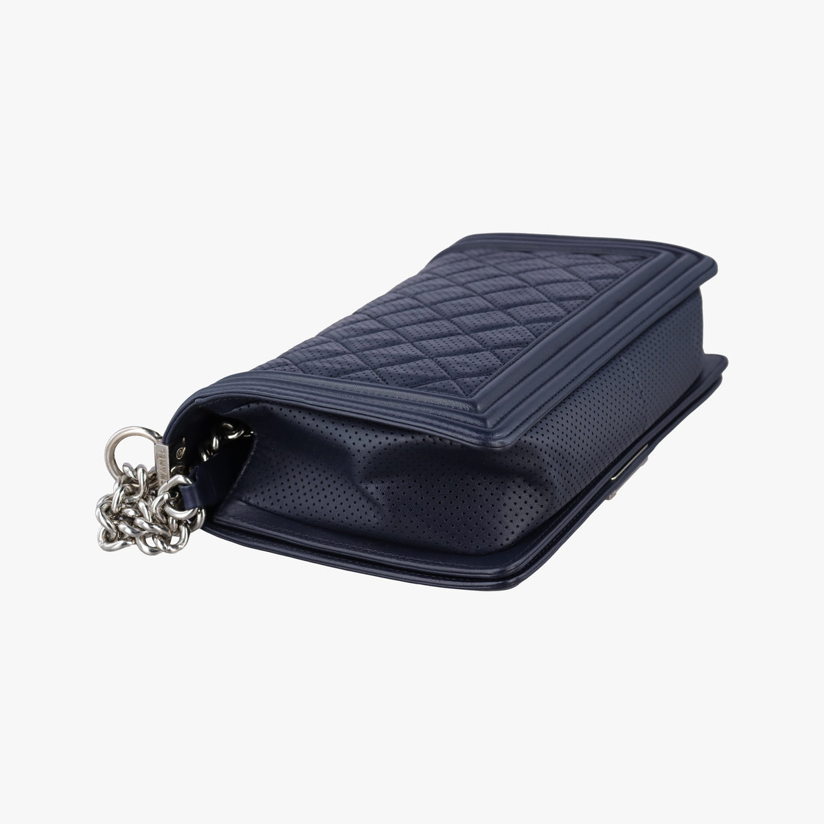 Vintage Chanel Boy Chanel Matelasse Coco Mark Navy lambskin A90164 shoulderbag | stylenewstar
