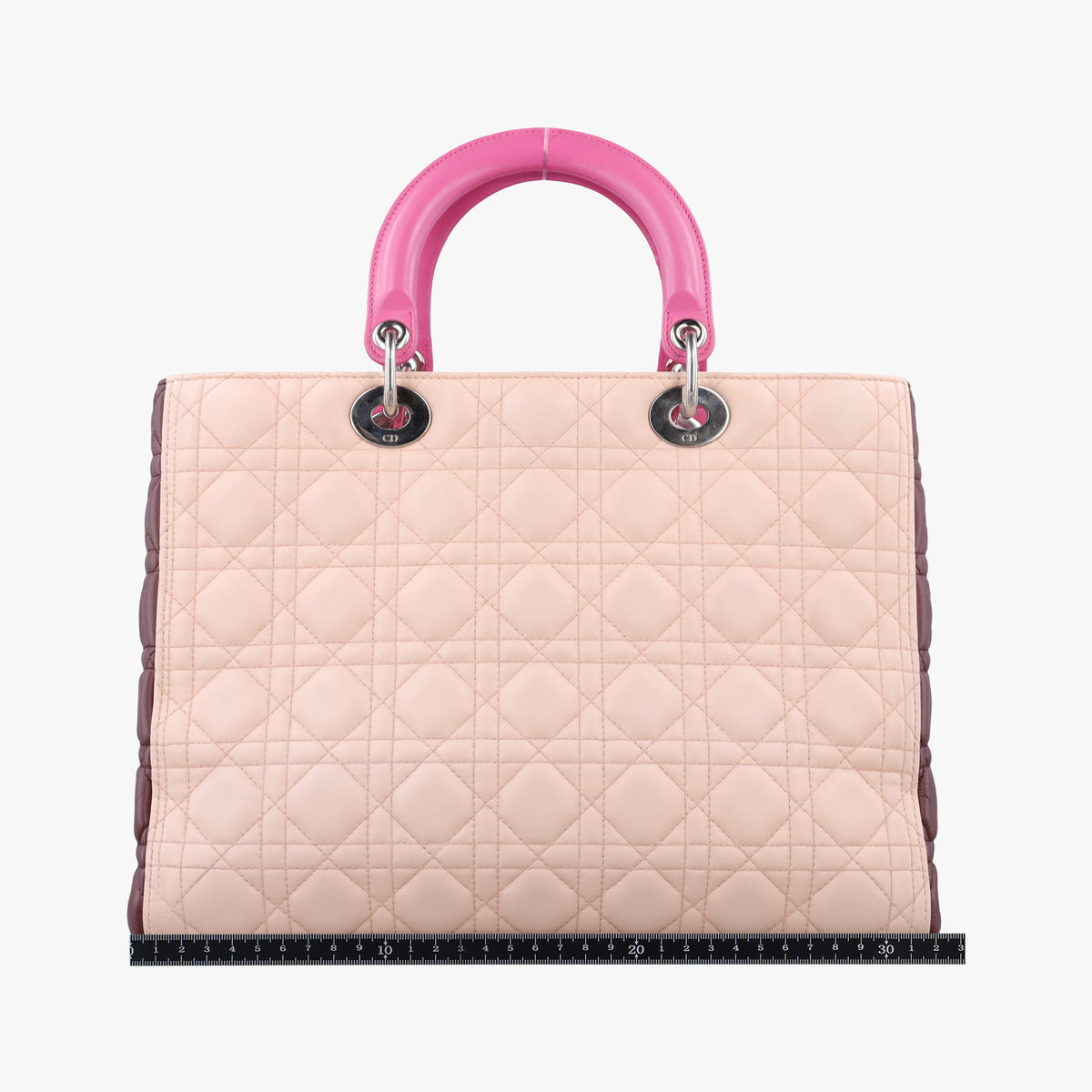 Pre-owned Christian Dior Lady Dior Pink × Bordeaux × Rose Red lambskin  handbag | stylenewstar