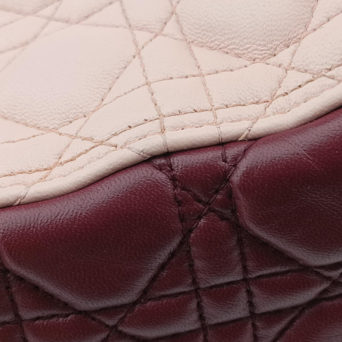 Pre-owned Christian Dior Lady Dior Pink × Bordeaux × Rose Red lambskin  handbag | stylenewstar