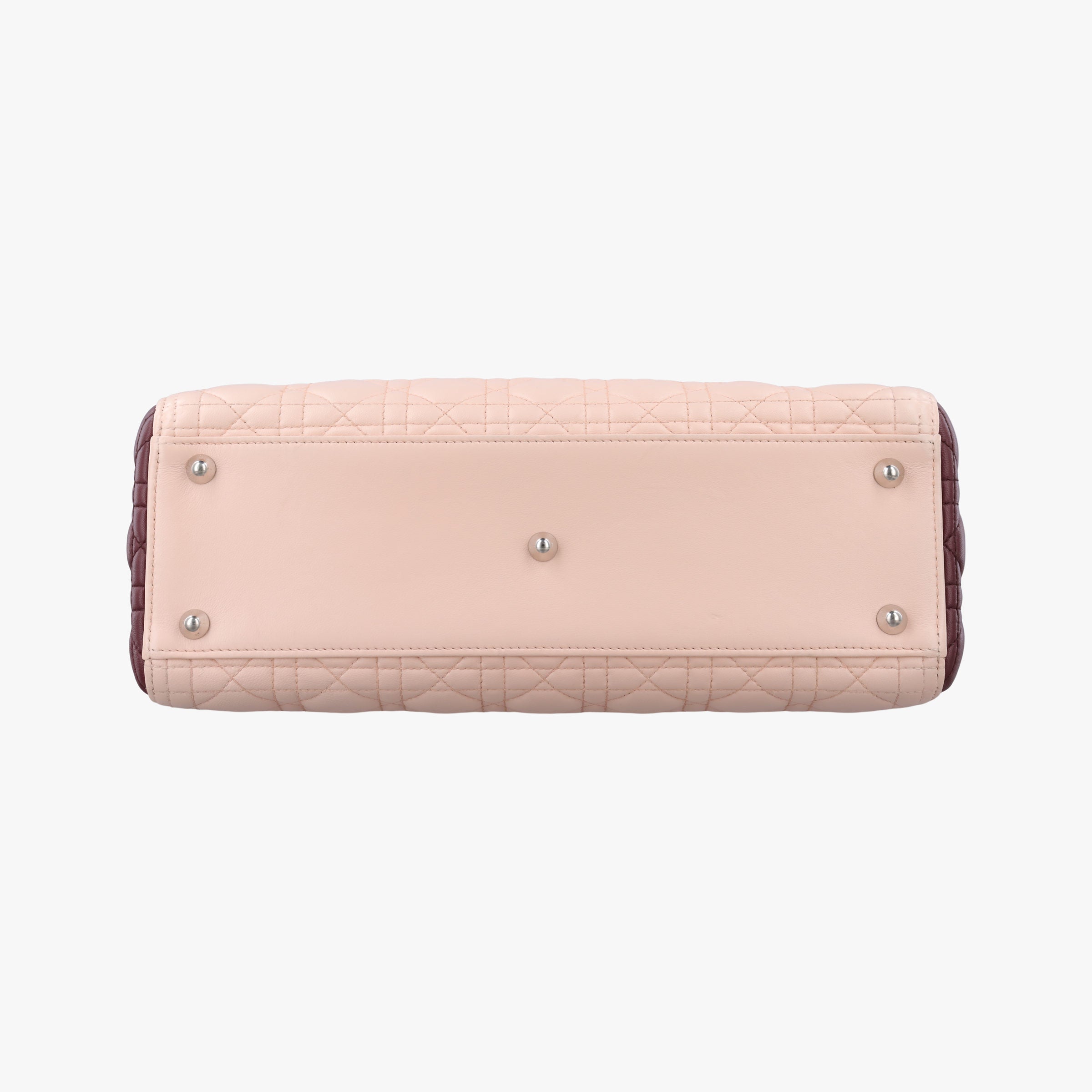 Pre-owned Christian Dior Lady Dior Pink × Bordeaux × Rose Red lambskin  handbag | stylenewstar