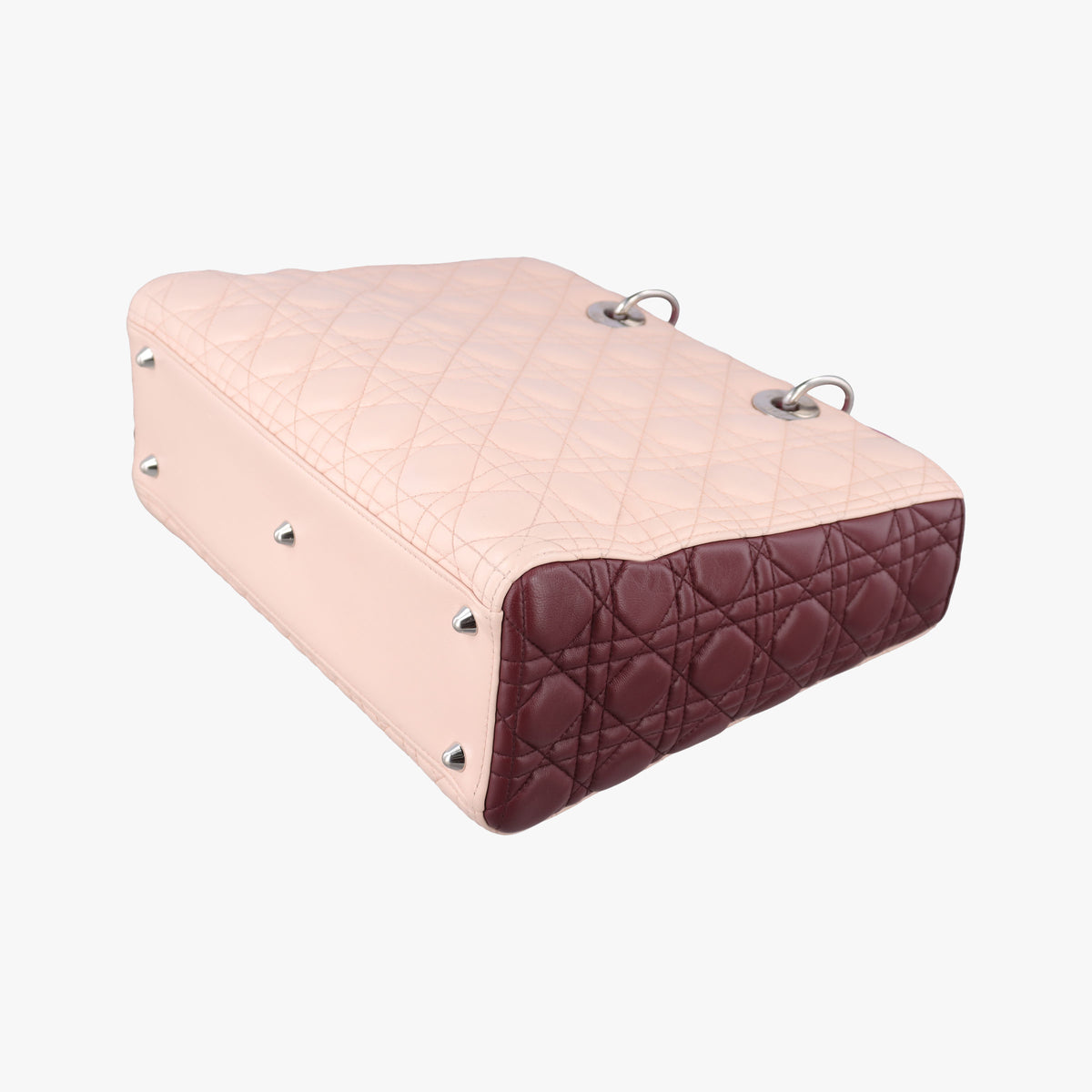 Pre-owned Christian Dior Lady Dior Pink × Bordeaux × Rose Red lambskin  handbag | stylenewstar