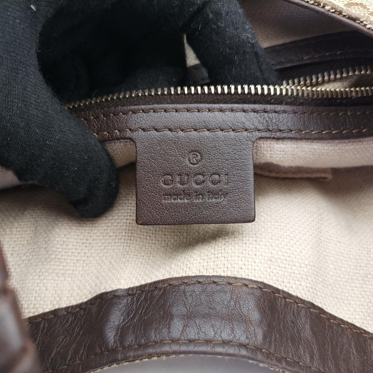 Pre-owned Gucci New Jackie Brown×Black Canvas×Leather 246907 shoulderbag | stylenewstar