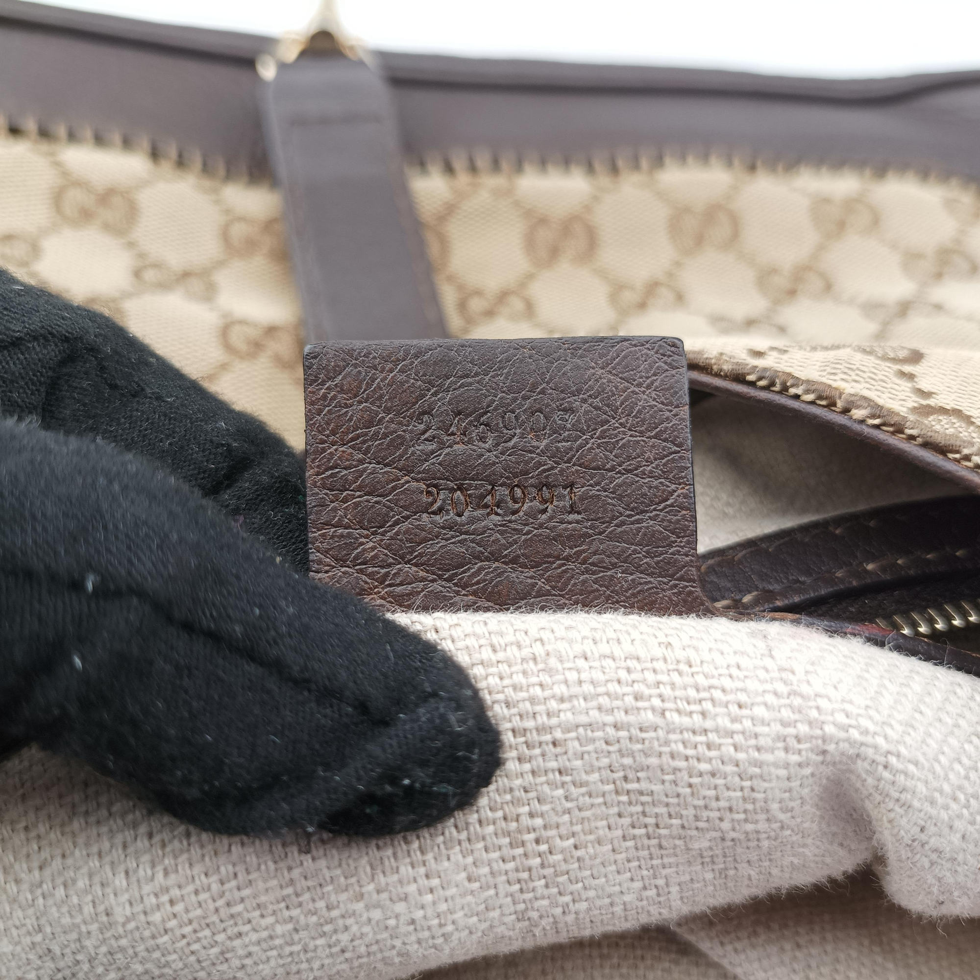Pre-owned Gucci New Jackie Brown×Black Canvas×Leather 246907 shoulderbag | stylenewstar