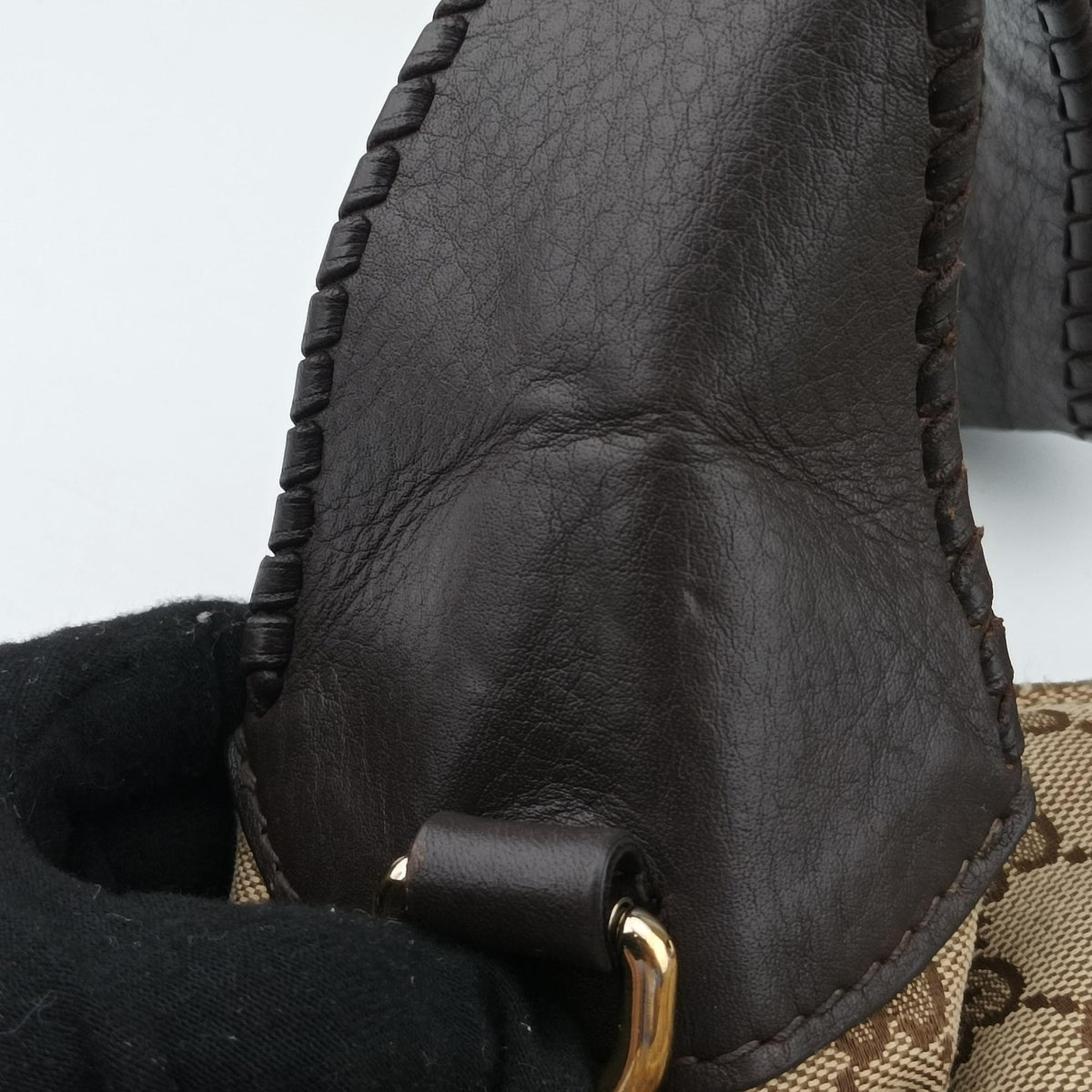 Pre-owned Gucci New Jackie Brown×Black Canvas×Leather 246907 shoulderbag | stylenewstar