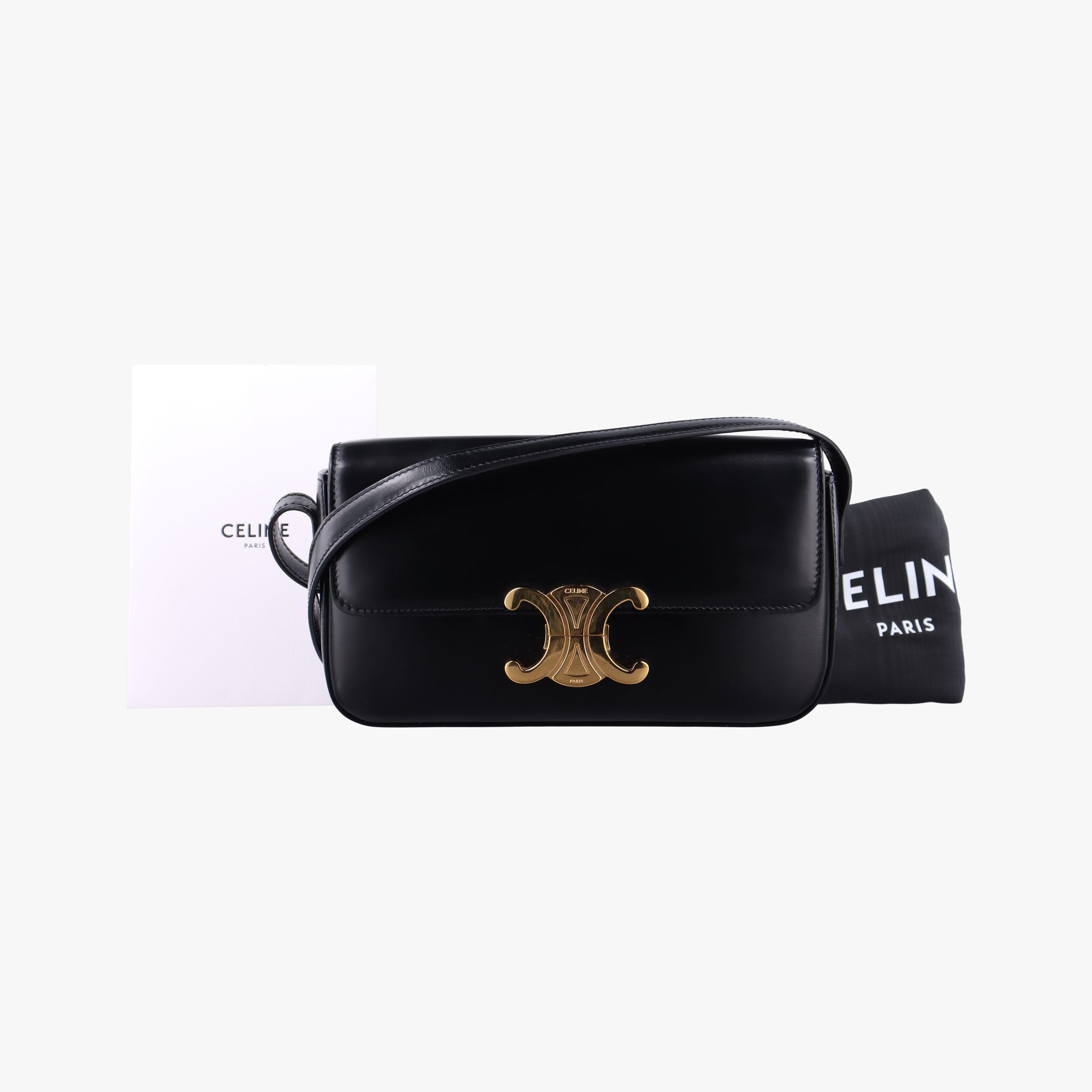 Pre-owned Celine Teen Triomphe Black Leather  shoulderbag | stylenewstar