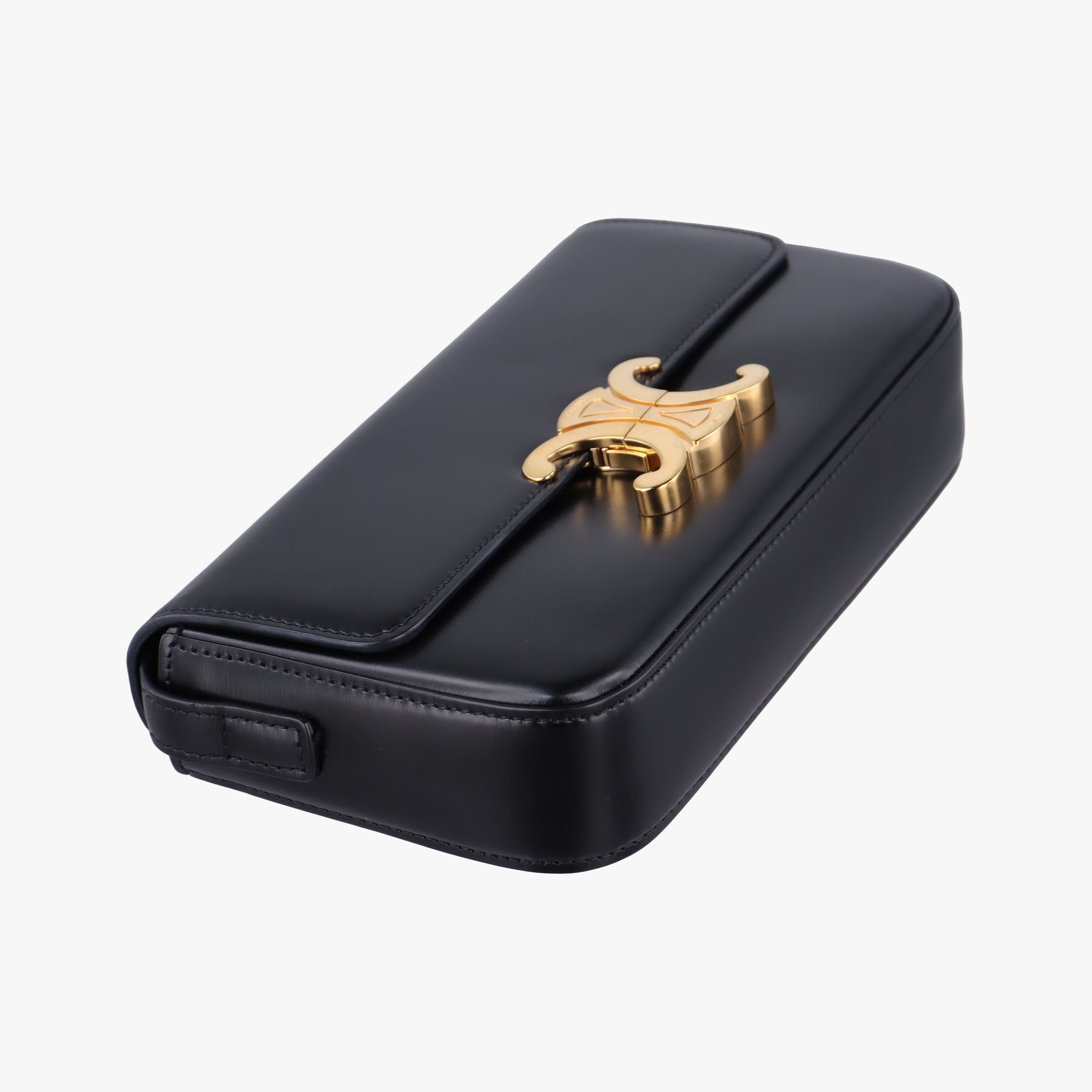 Pre-owned Celine Teen Triomphe Black Leather  shoulderbag | stylenewstar