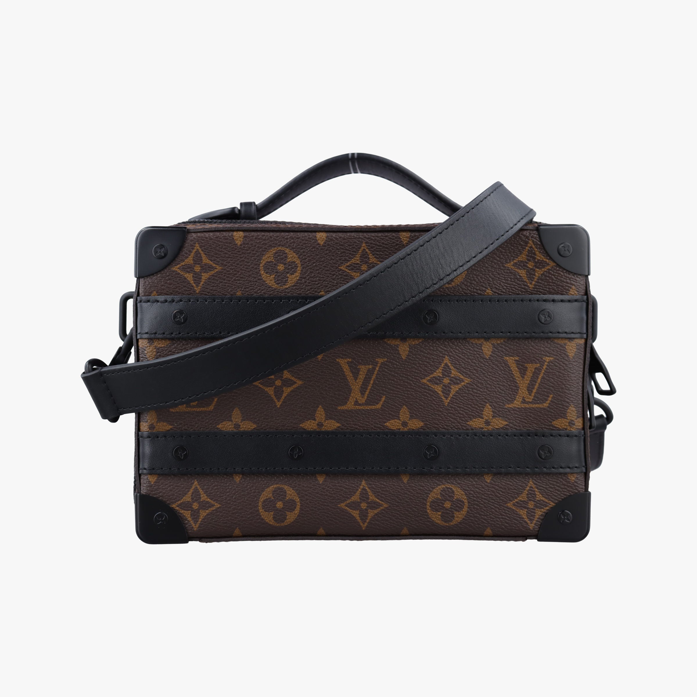 Pre-owned Louis Vuitton Handle Soft Trunk Brown×black Monogram Macassar×calf leather M45935 shoulderbag | stylenewstar