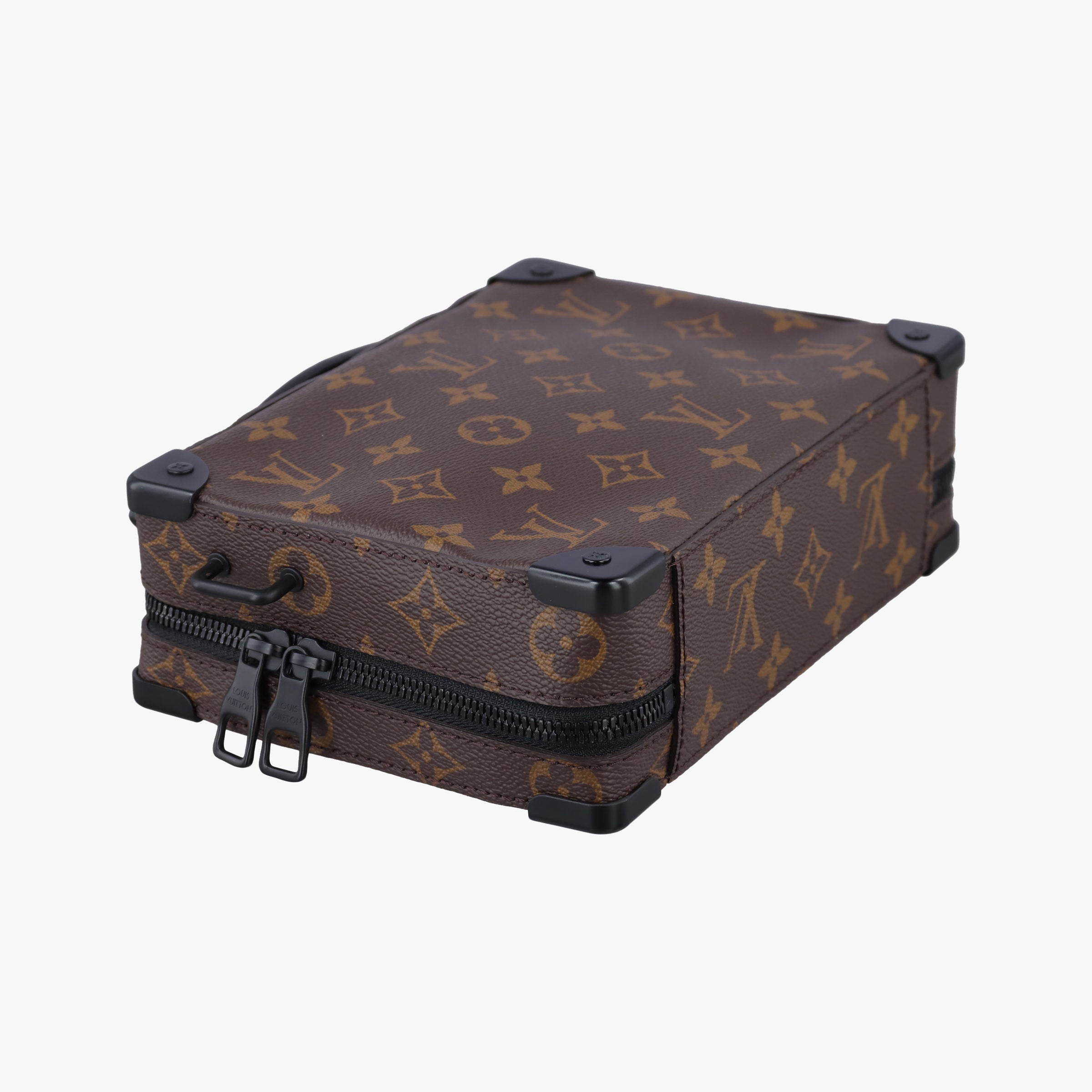 Pre-owned Louis Vuitton Handle Soft Trunk Brown×black Monogram Macassar×calf leather M45935 shoulderbag | stylenewstar