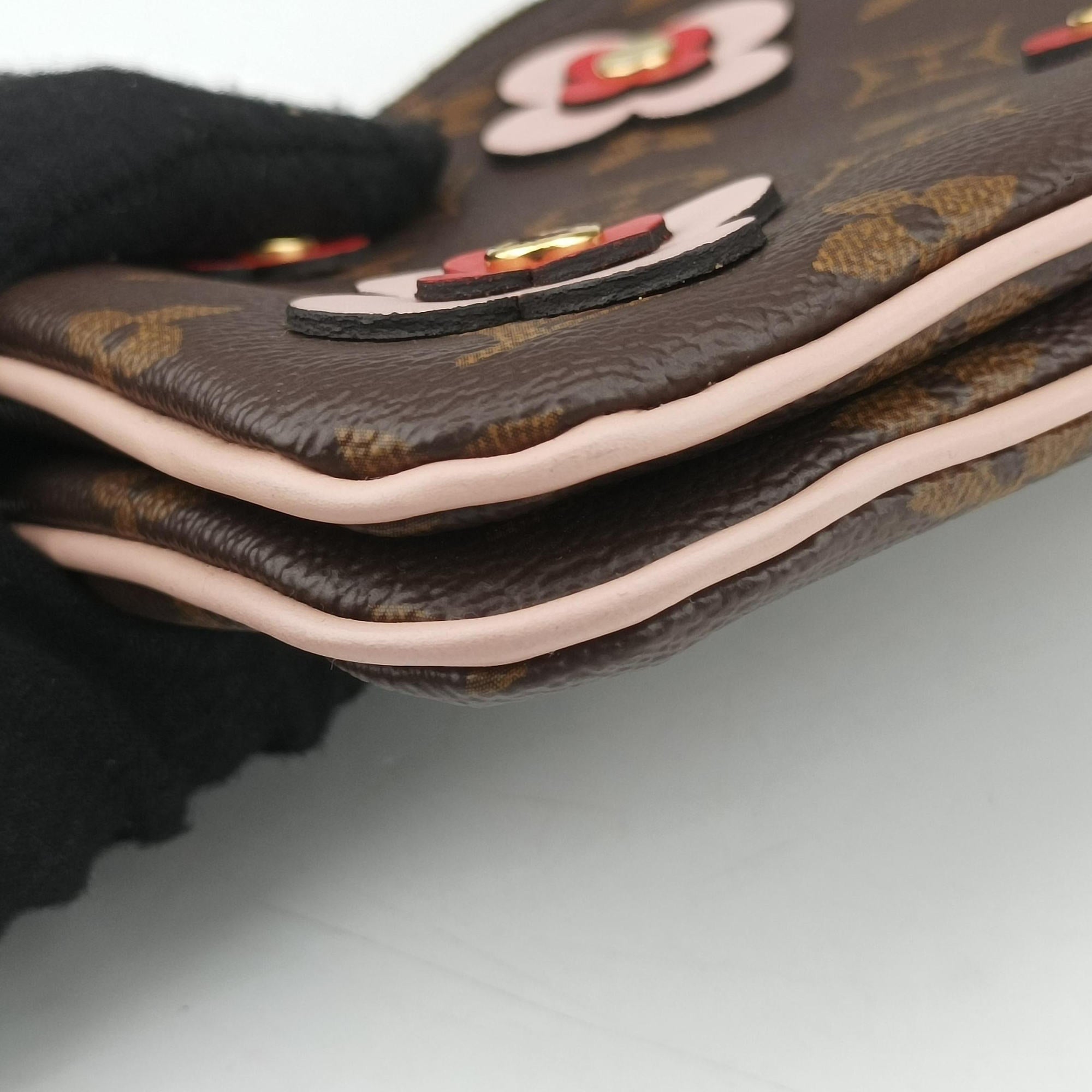 Pre-owned Louis Vuitton Pochette Double Zip Blooming Flowers brown×multicolor Monogram Canvas×calf leather M63905 shoulderbag | stylenewstar