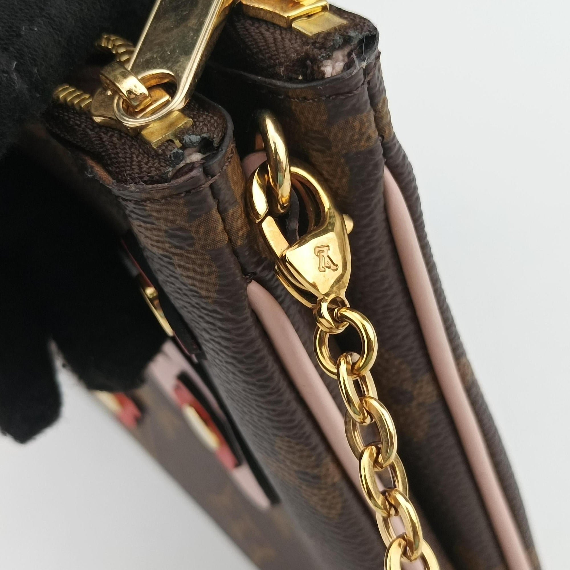 Pre-owned Louis Vuitton Pochette Double Zip Blooming Flowers brown×multicolor Monogram Canvas×calf leather M63905 shoulderbag | stylenewstar