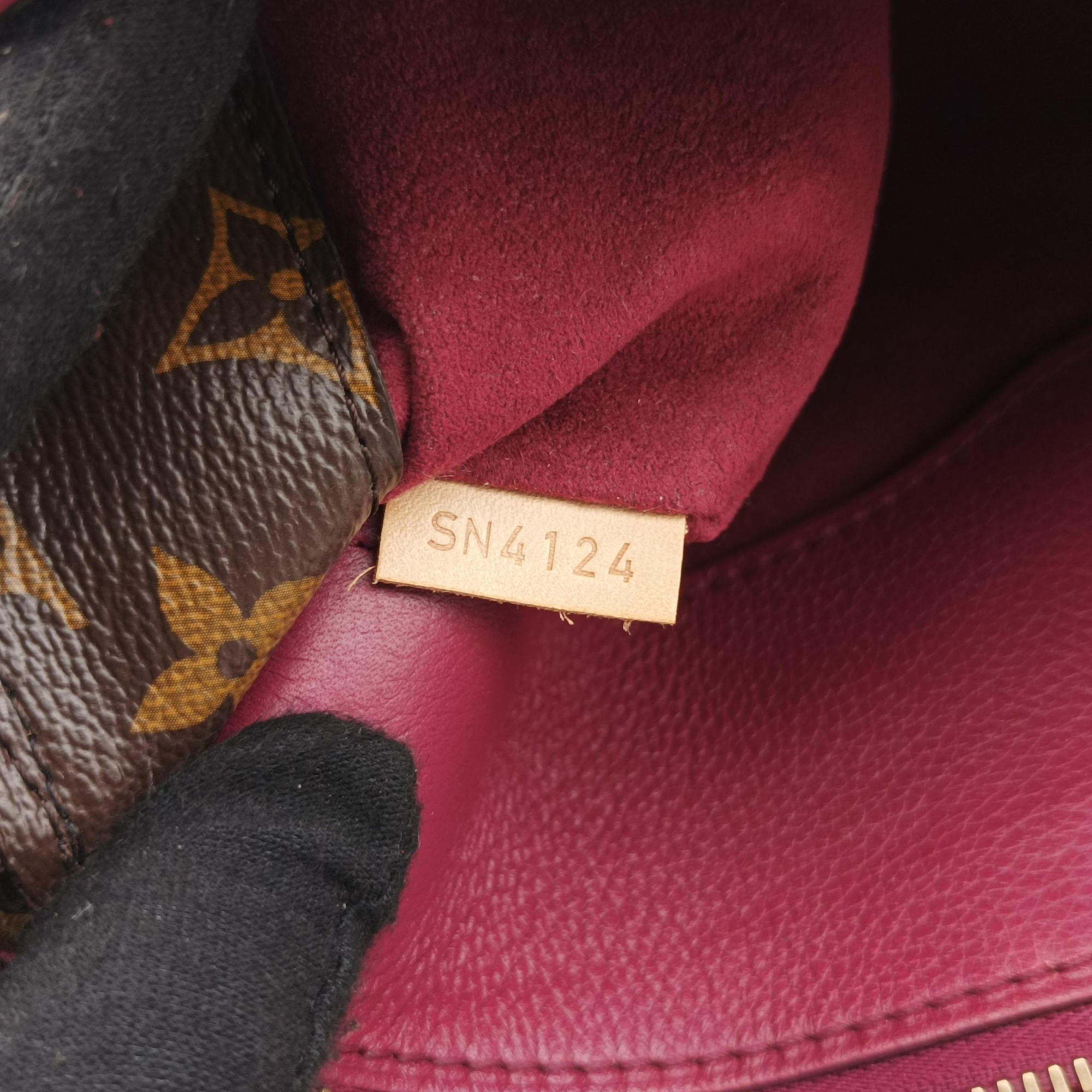 Pre-owned Louis Vuitton PALLAS brown×CERISE Monogram Canvas×calf leather M41175 shoulderbag | stylenewstar
