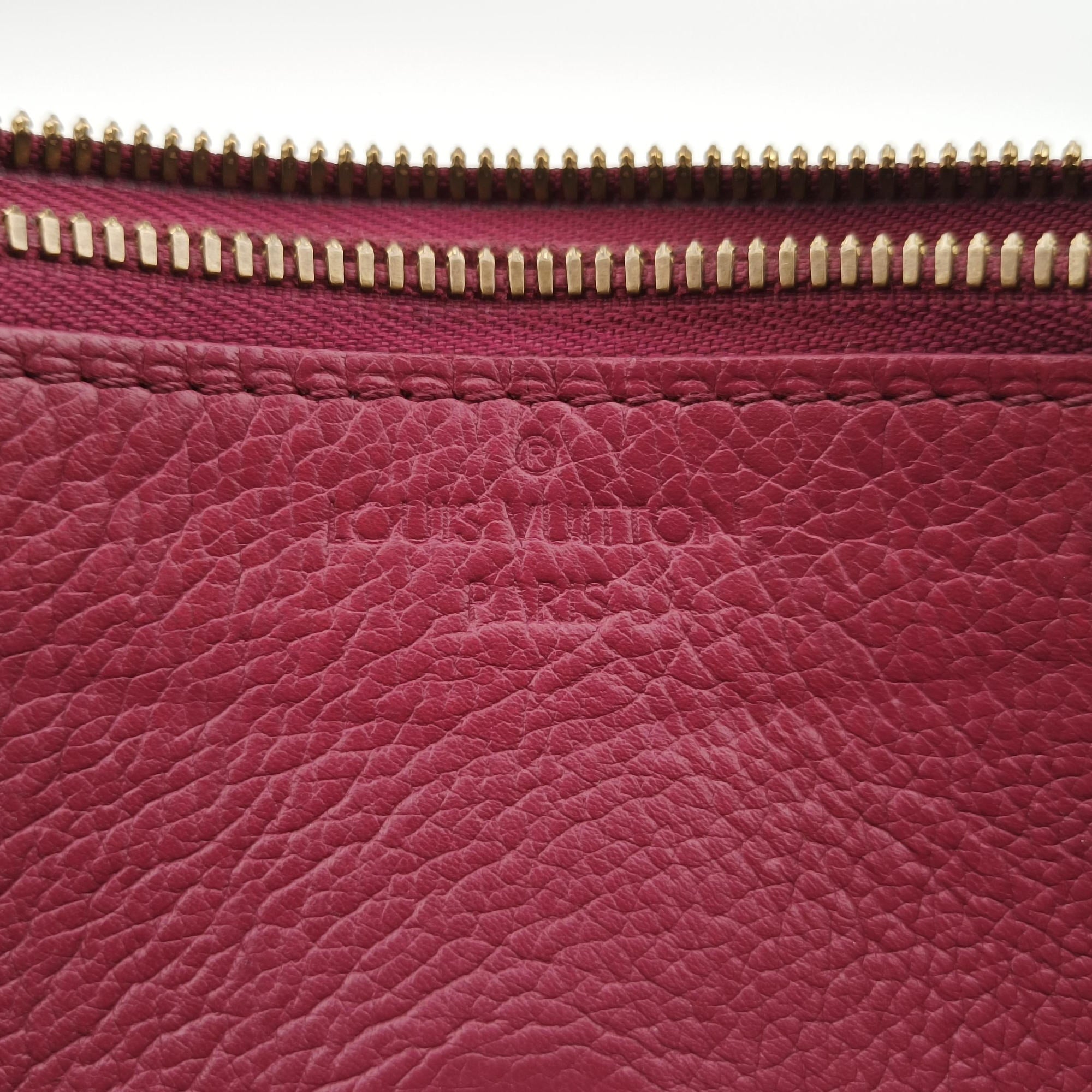 Pre-owned Louis Vuitton PALLAS brown×CERISE Monogram Canvas×calf leather M41175 shoulderbag | stylenewstar