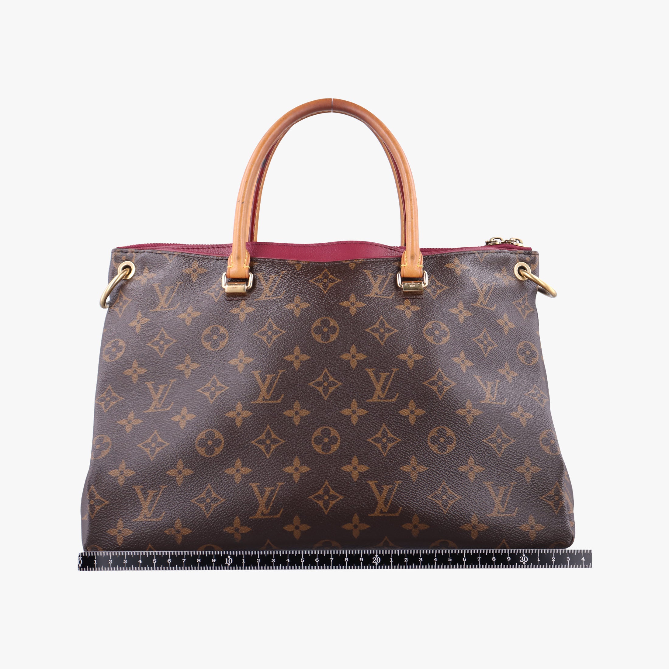 Pre-owned Louis Vuitton PALLAS brown×CERISE Monogram Canvas×calf leather M41175 shoulderbag | stylenewstar